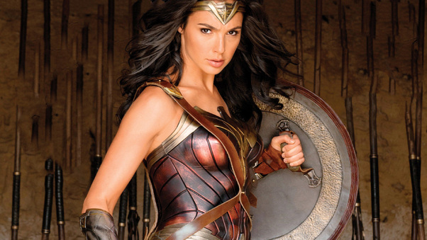 Wonder Woman With Shield Wallpaper