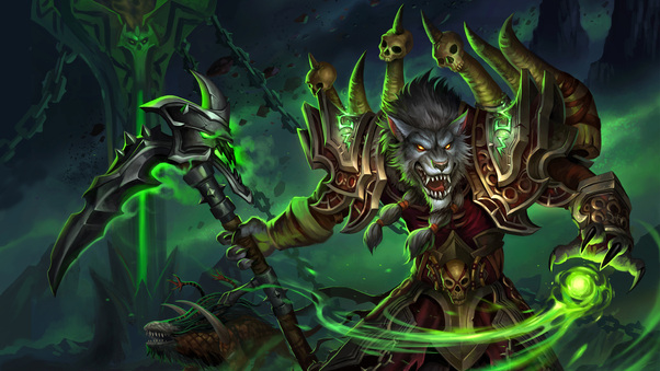 World of Warcraft Worgen Warlock Wallpaper