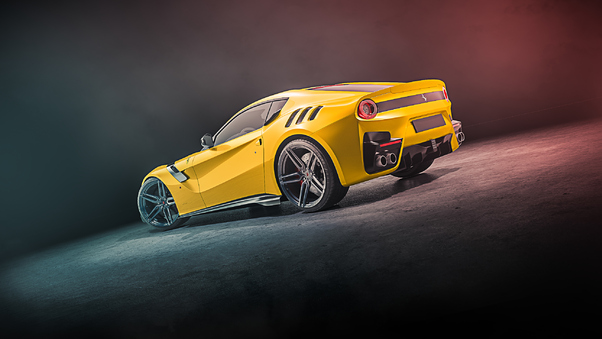 Yellow Ferrari Rear Wallpaper