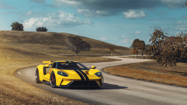 Yellow Ford GT 1 8k Wallpaper