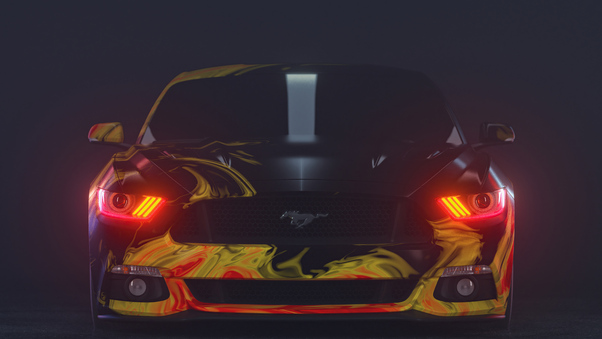 Yellow Ford Mustang Red Eyes 5k Wallpaper
