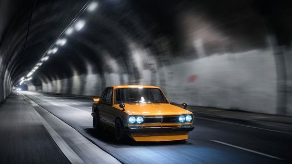 Yellow Gt Modified Car Tunnel 4k Wallpaper