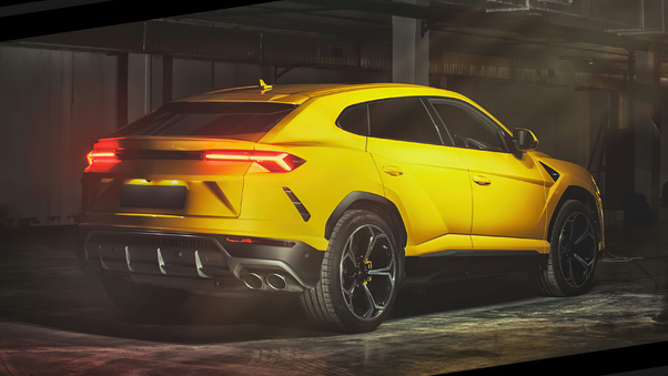 Yellow Lamborghini Urus Rear Studio View 4k Wallpaper