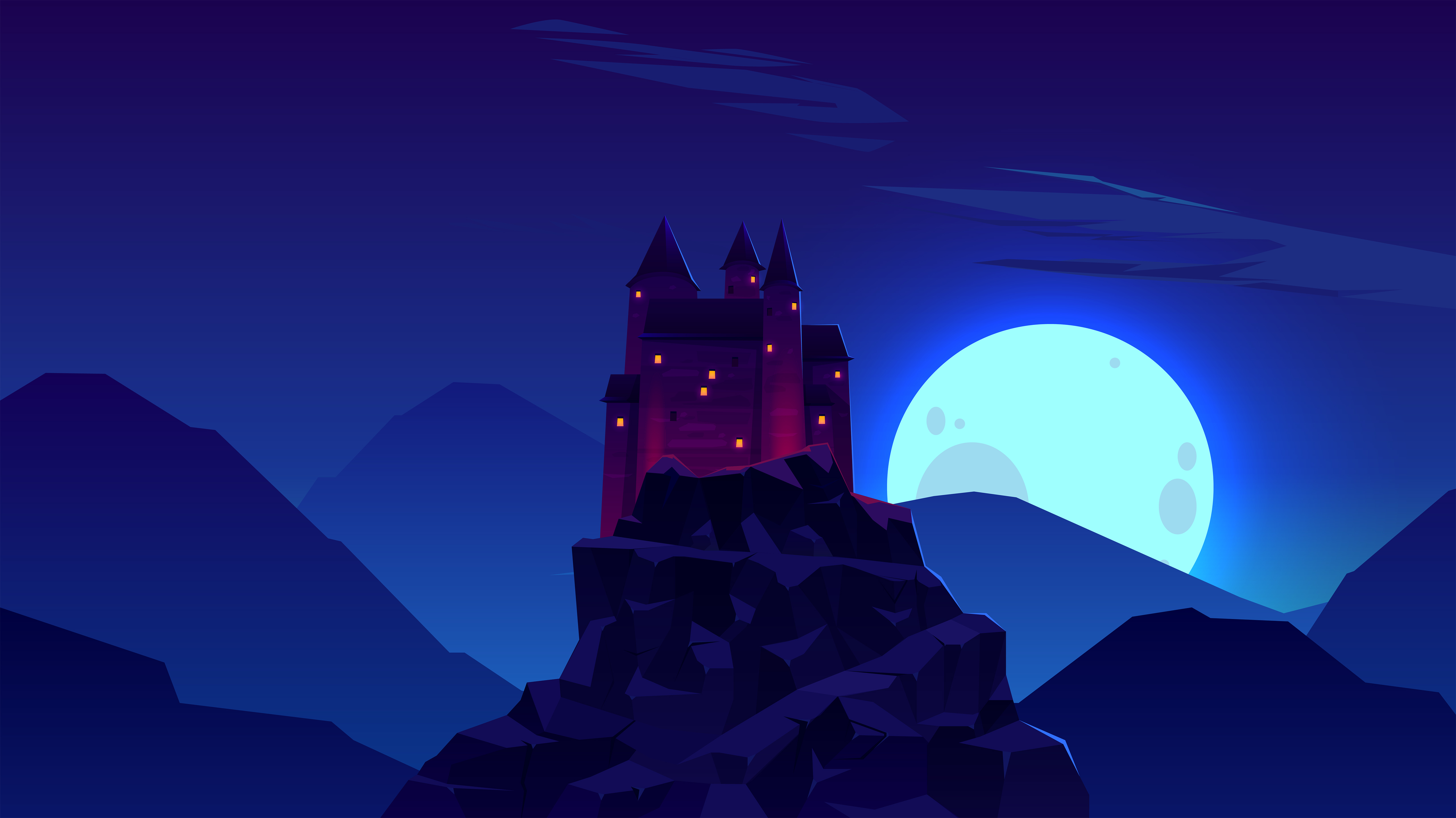 Castle Rock Night Minimal 4k Wallpaper,HD Artist Wallpapers,4k