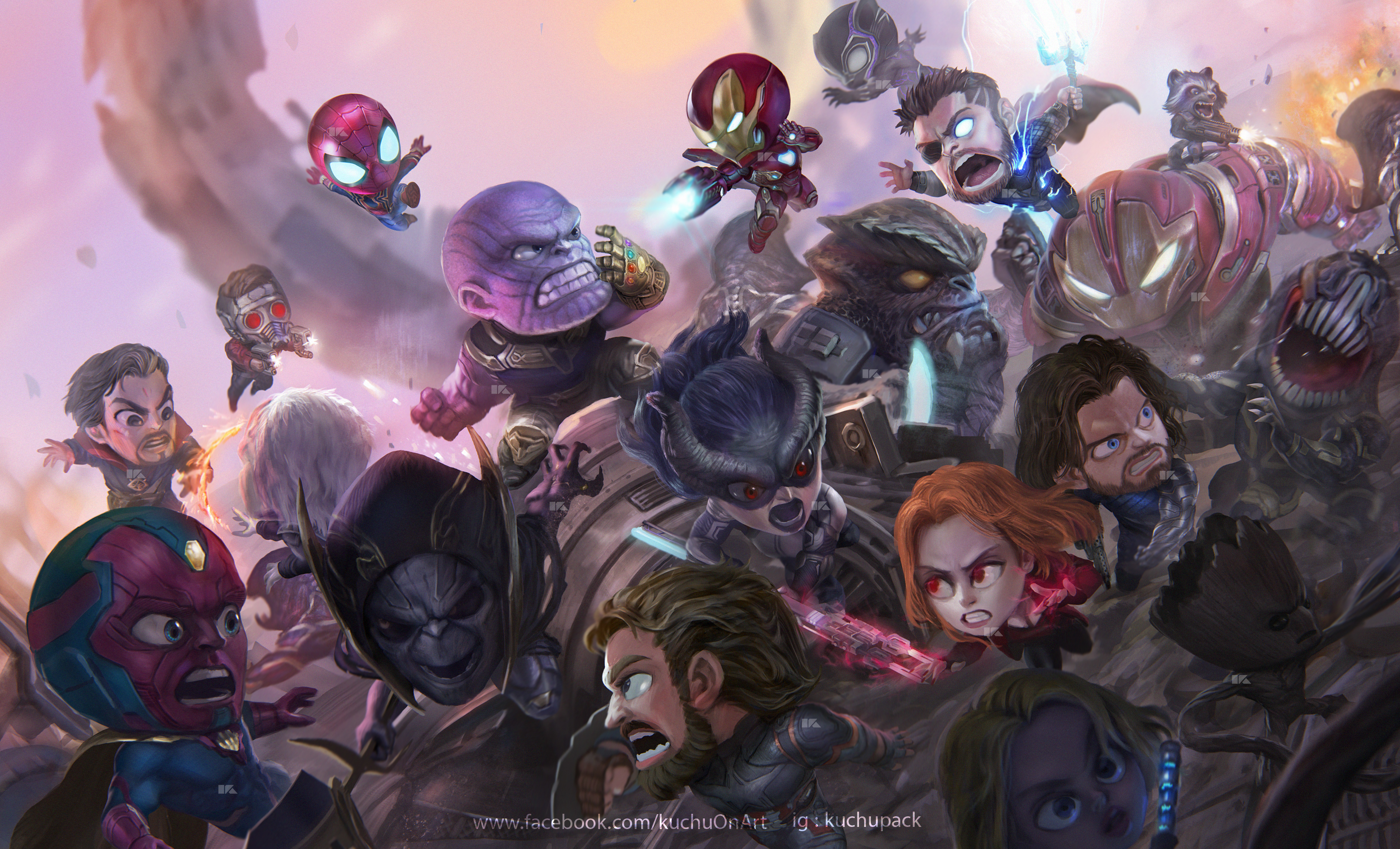 Chibi Avengers Infinity War, HD Superheroes, 4k Wallpapers, Images