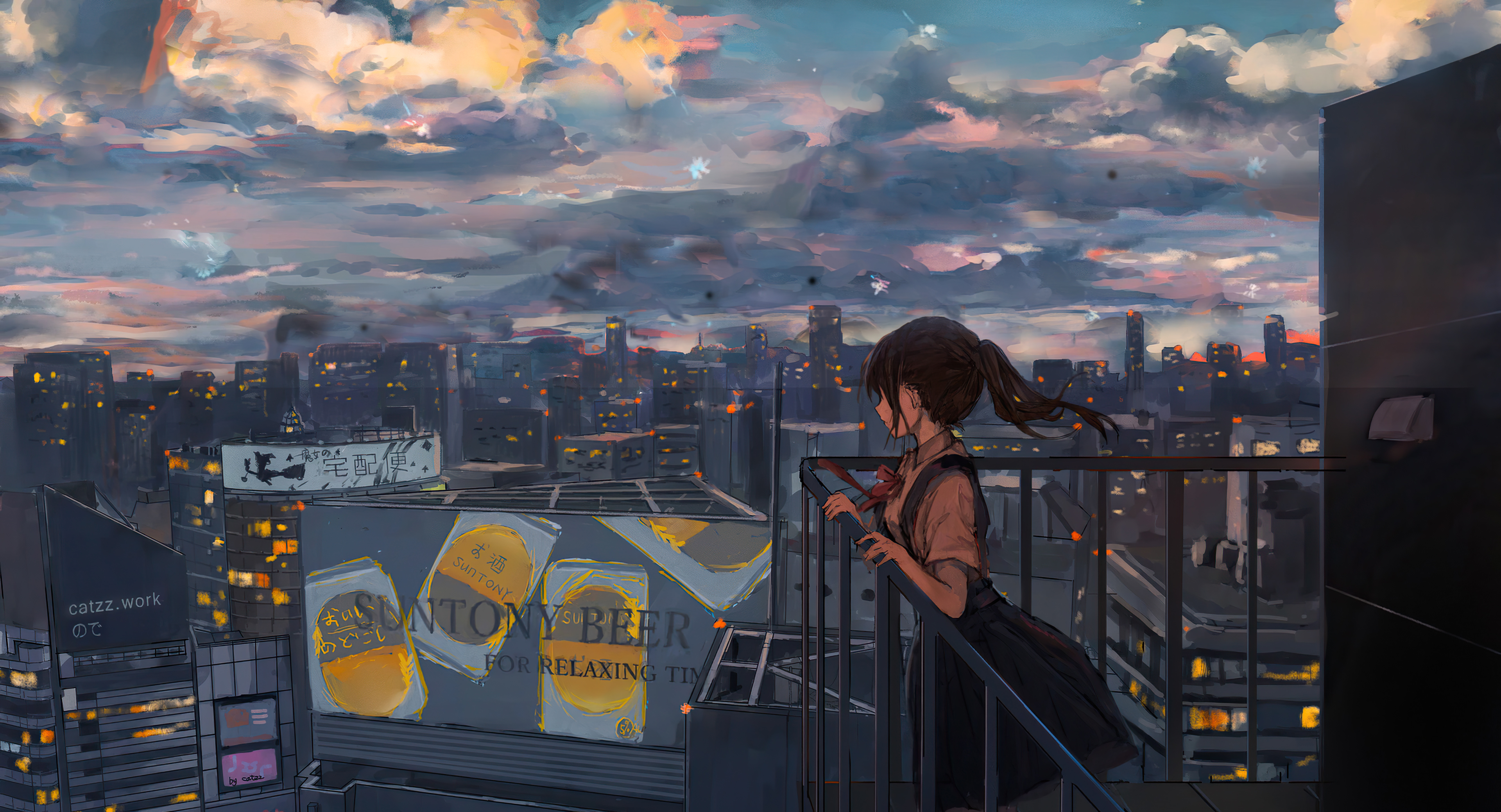 Cityscape Sky Anime Girl Peace Alone 4k, HD Anime, 4k Wallpapers, Images,  Backgrounds, Photos and Pictures