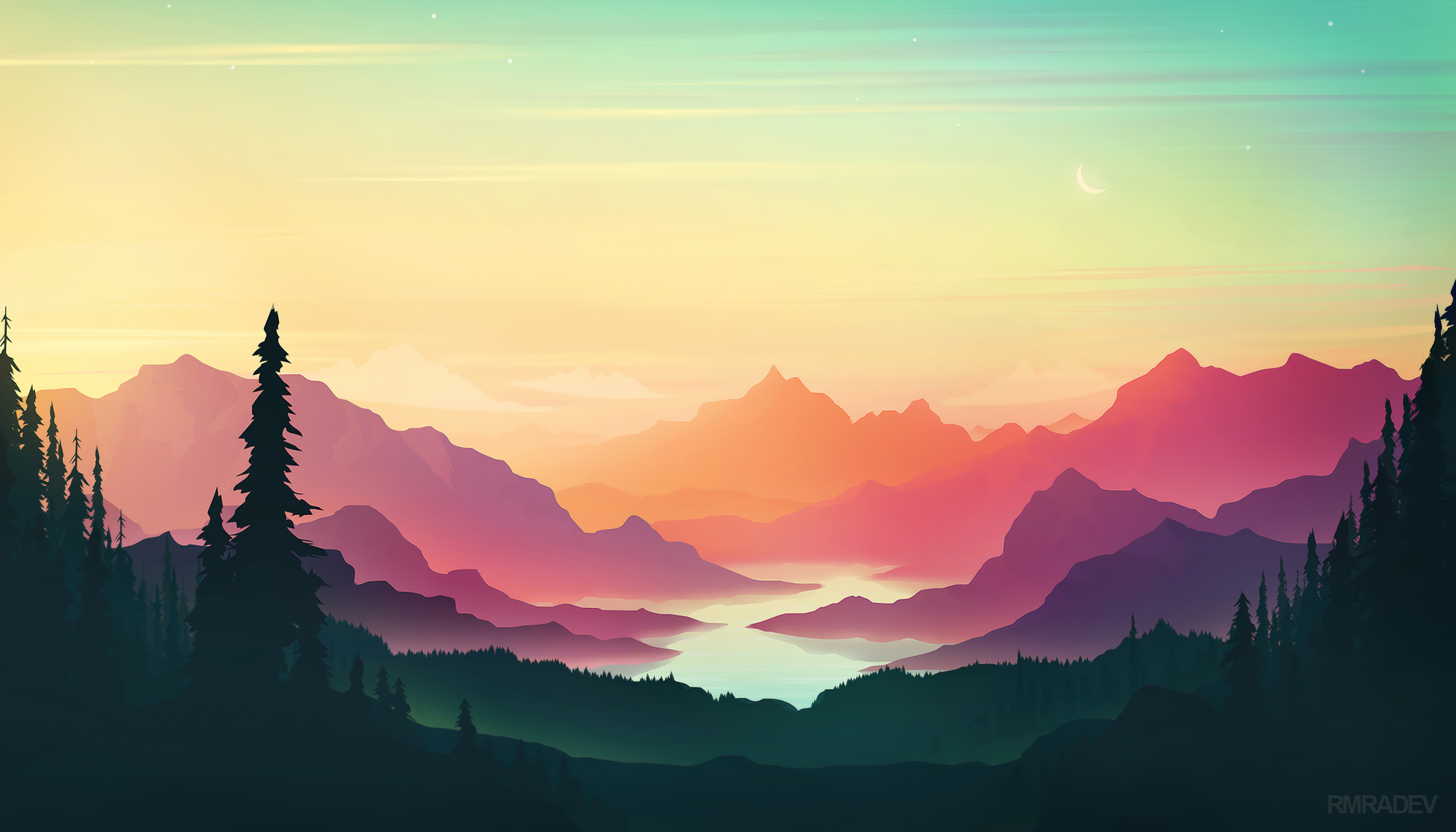 Colorful Sunset Minimal 4k Wallpaper,HD Artist Wallpapers,4k Wallpapers