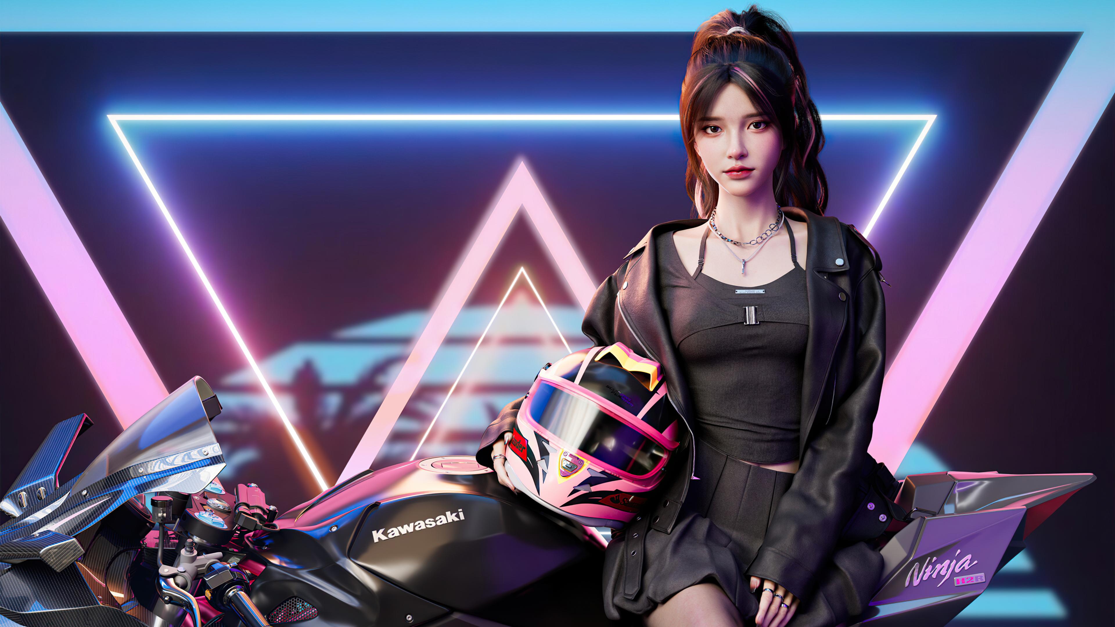 Cool Cgi Biker Girl With Ninja H2r, HD Artist, 4k Wallpapers, Images,  Backgrounds, Photos and Pictures