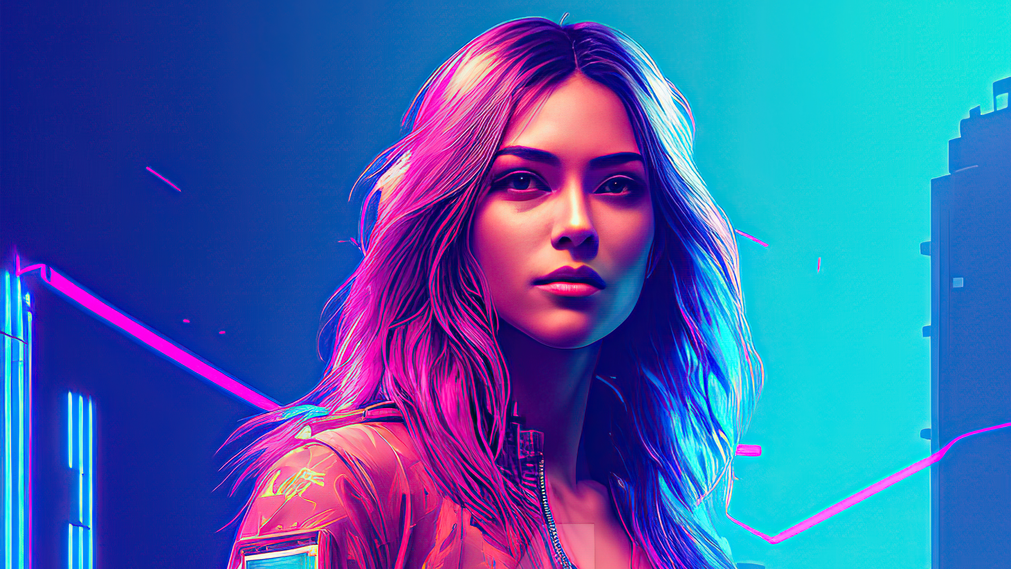 Download Stylish Cyberpunk Girl Wallpaper