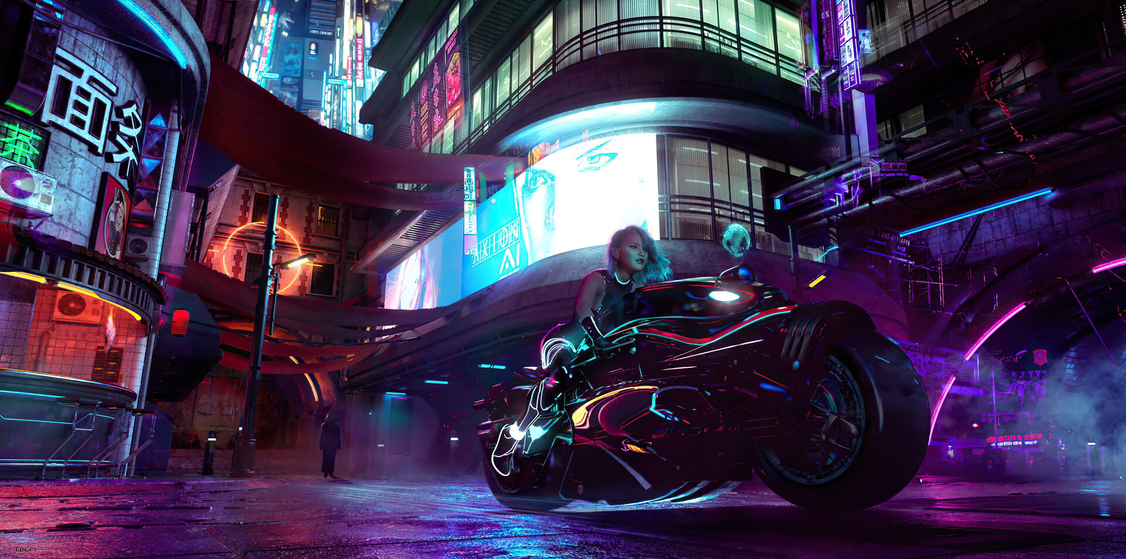 1920x1080 Resolution Woman in Cyberpunk City 1080P Laptop Full HD