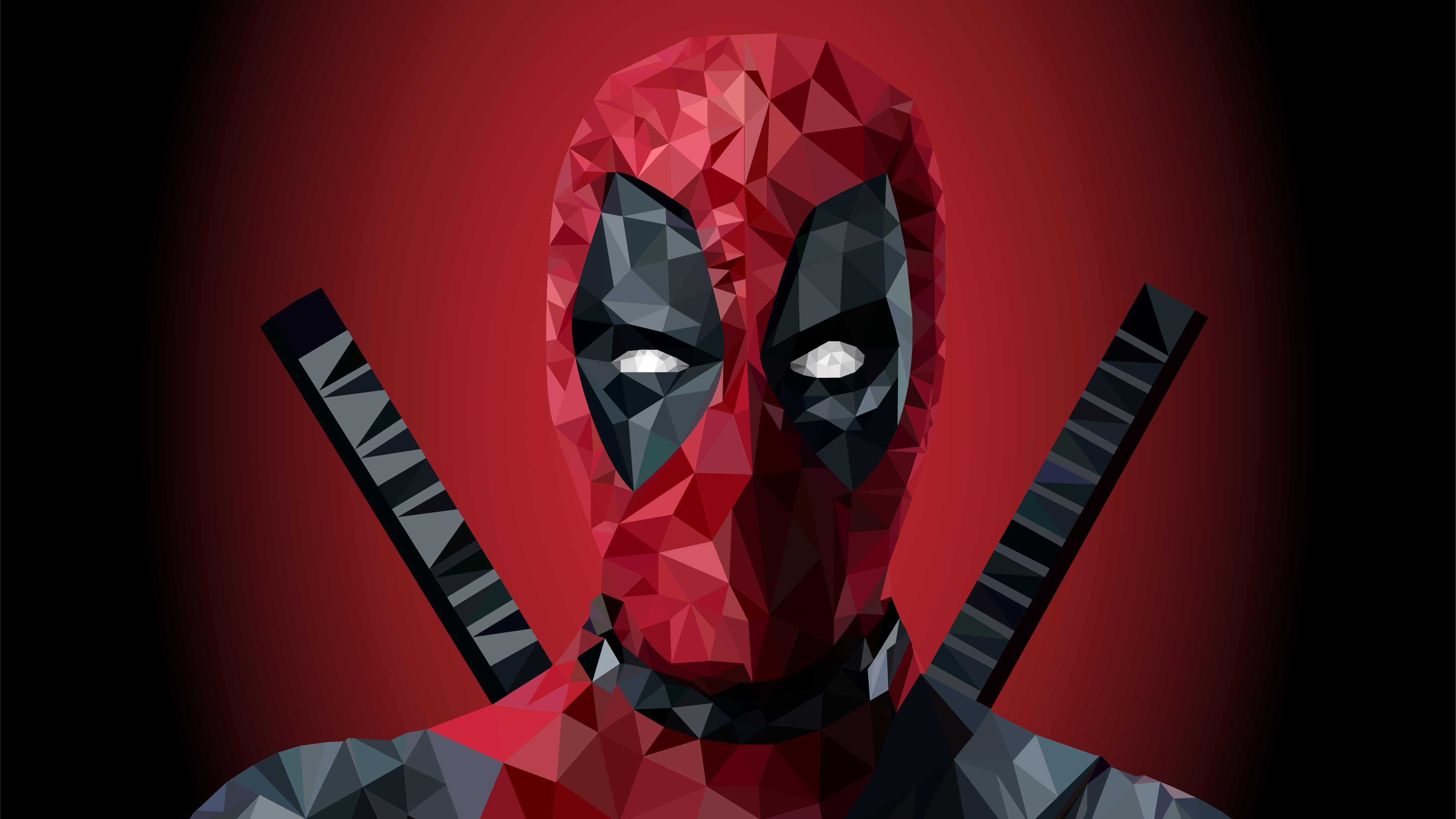 Deadpool Low Poly Art 4k, HD Superheroes, 4k Wallpapers, Images