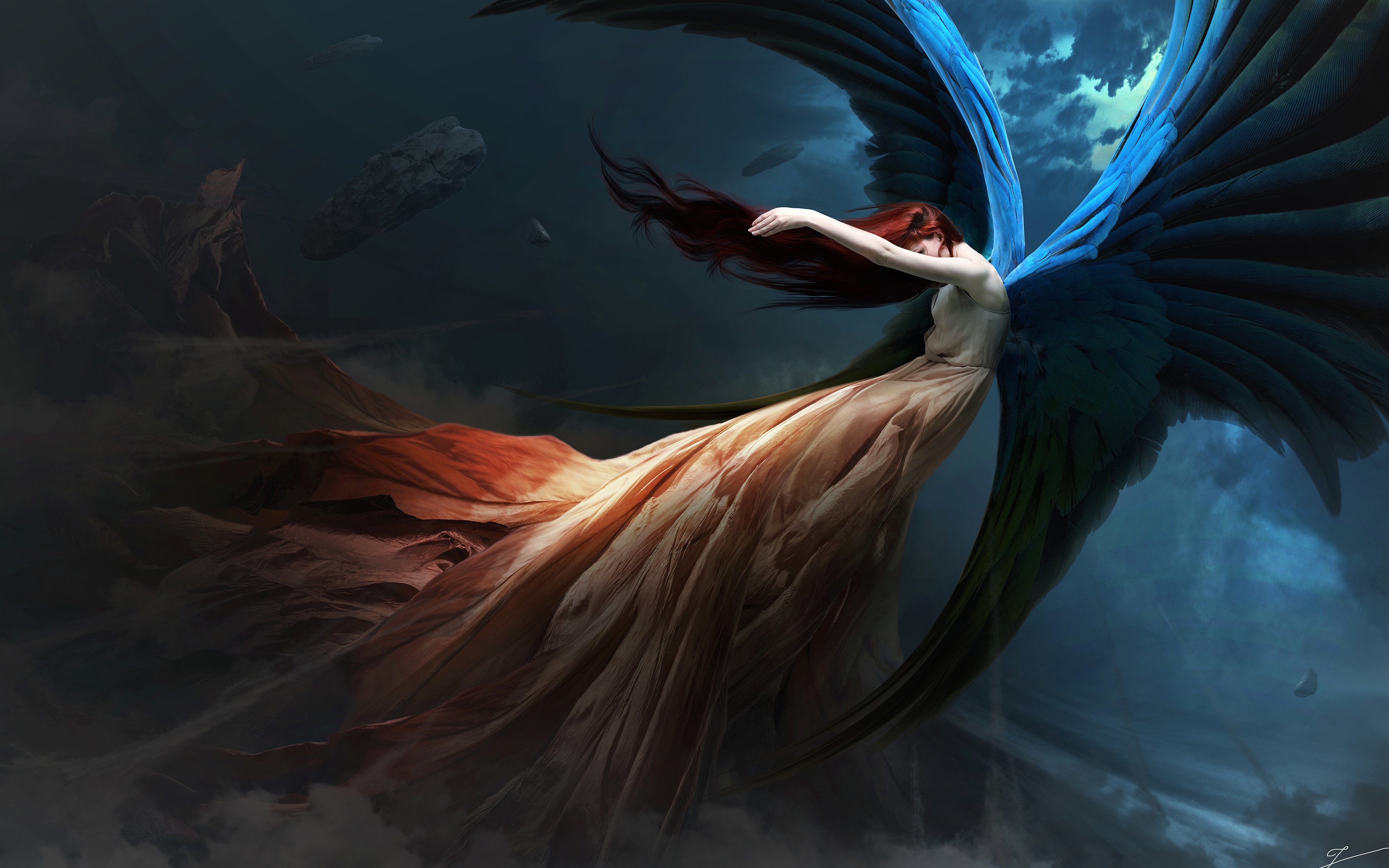 2048x1152 Fantasy Angel Redhead Wings 2048x1152 Resolution Hd 4k Wallpapers Images Backgrounds