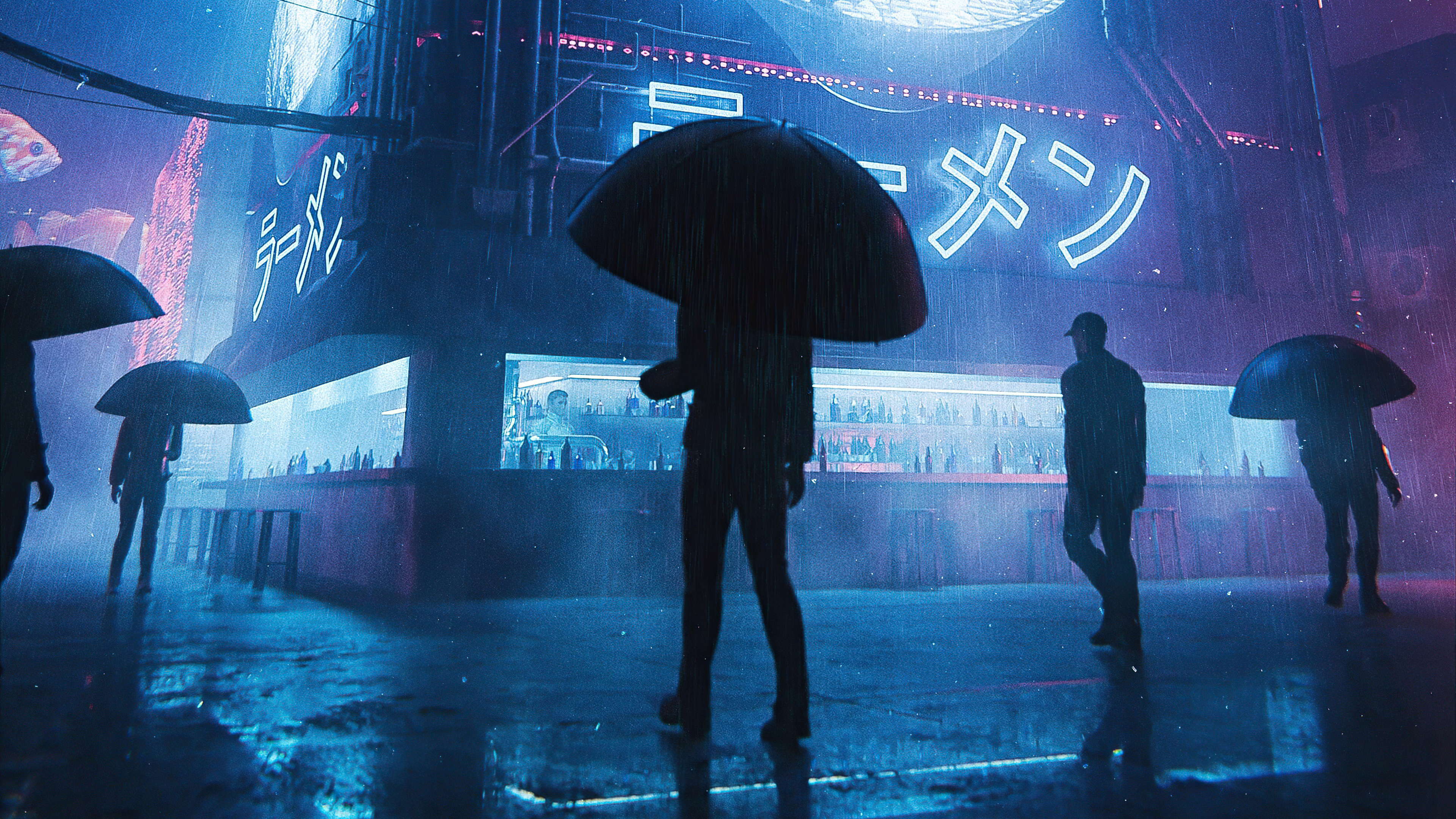 anime, cyberpunk, wallpaper, futuristic city, rain