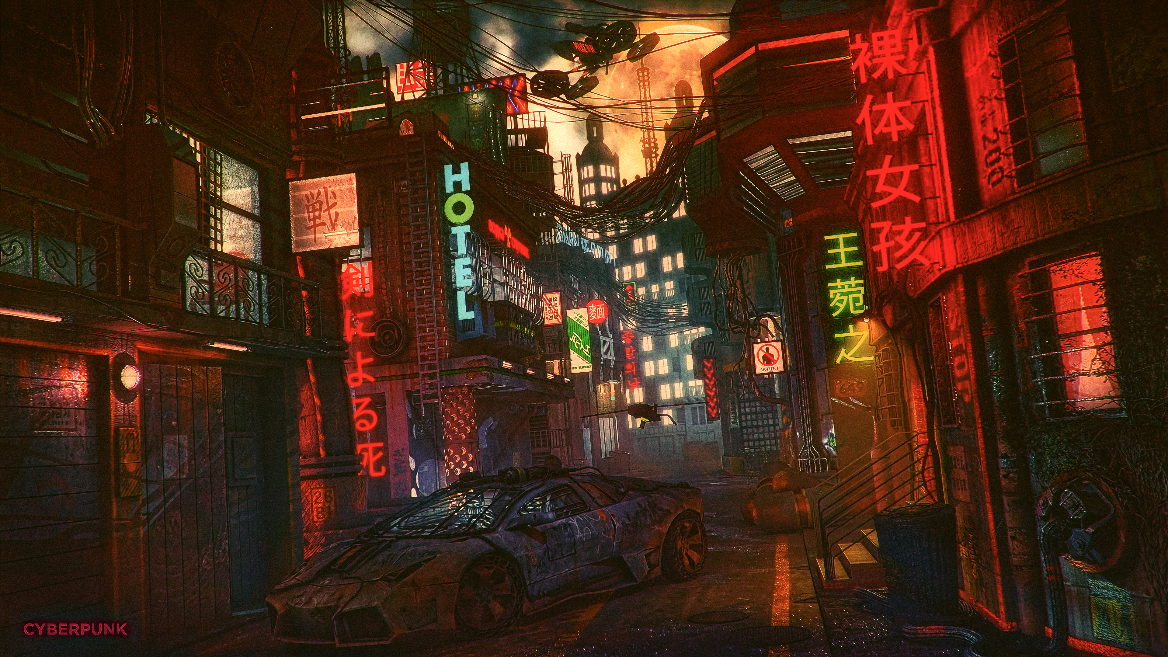 cyber, night, futuristic, city, Cyberpunk 2077, 1080P HD Wallpaper