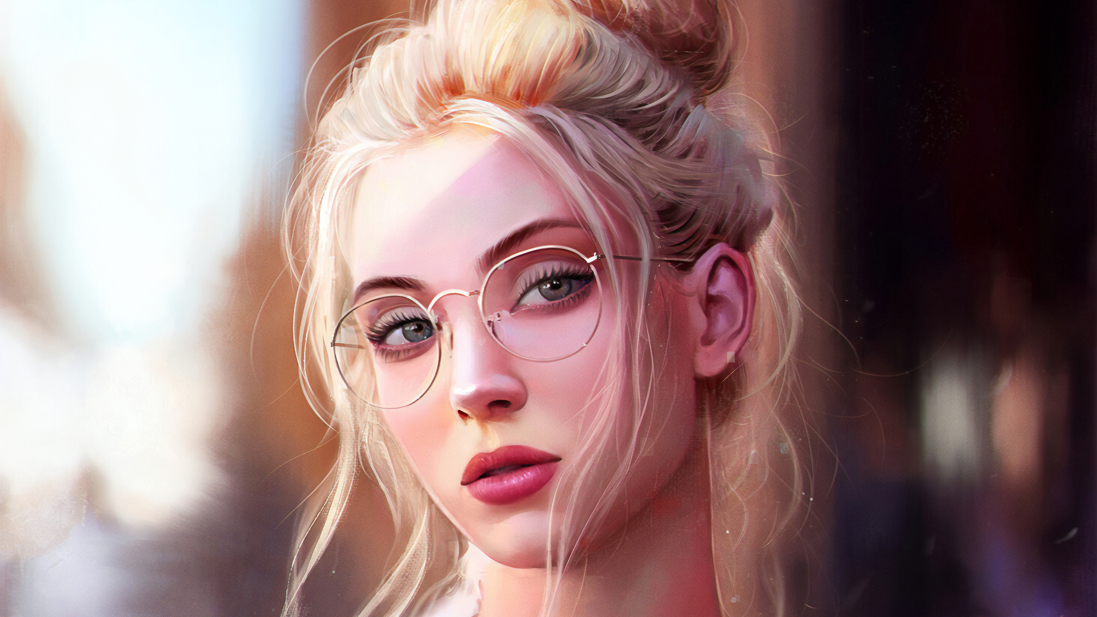 Girl With Glasses Artistic Portrait 4k, HD Artist, 4k Wallpapers