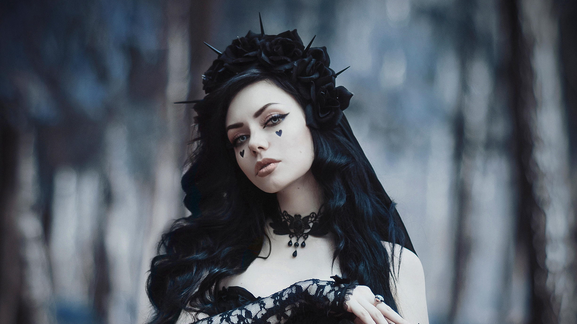 Gothic Bride In Black Dress Hd Girls 4k Wallpapers Images
