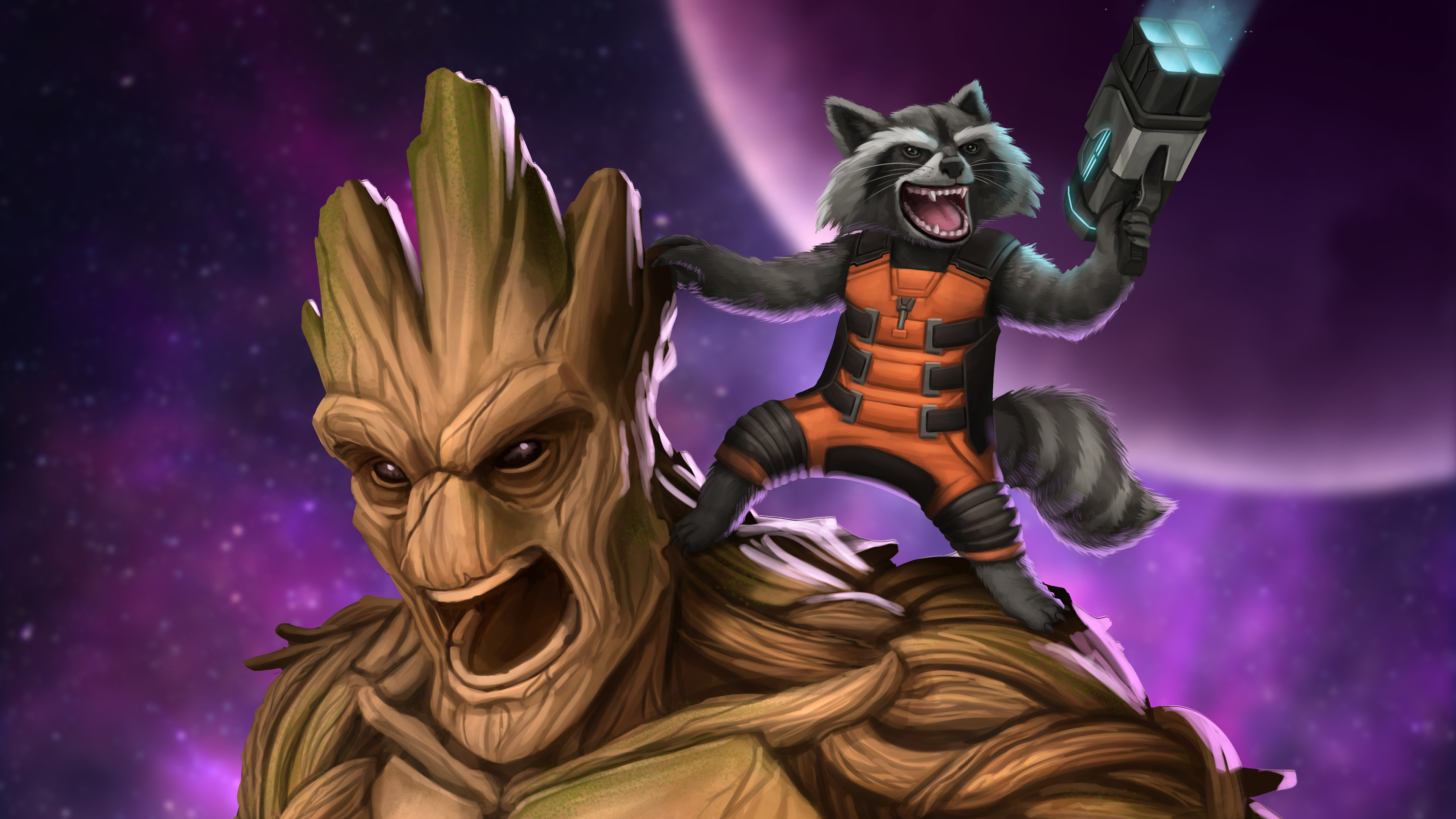 1600x1200 Groot And Rocket Raccoon Artwork 4k 1600x1200 Resolution HD 4k  Wallpapers, Images, Backgrounds, Photos and Pictures