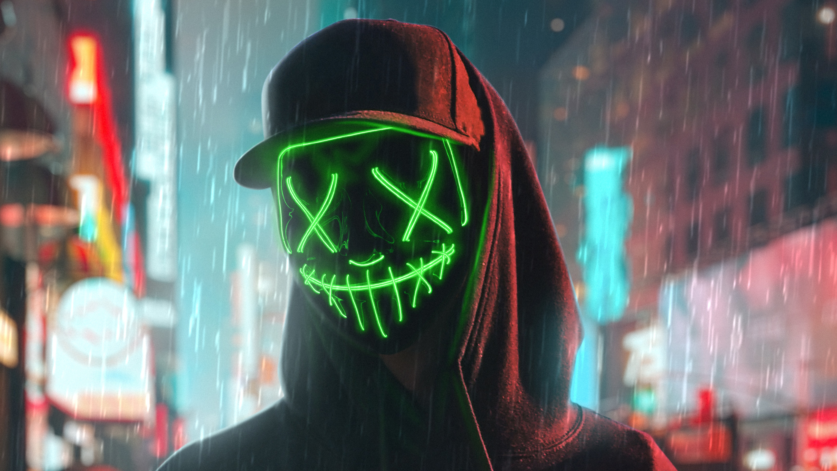 Hoodie Boy Green Glowing Mask 4k, HD Artist, 4k Wallpapers, Images,  Backgrounds, Photos and Pictures