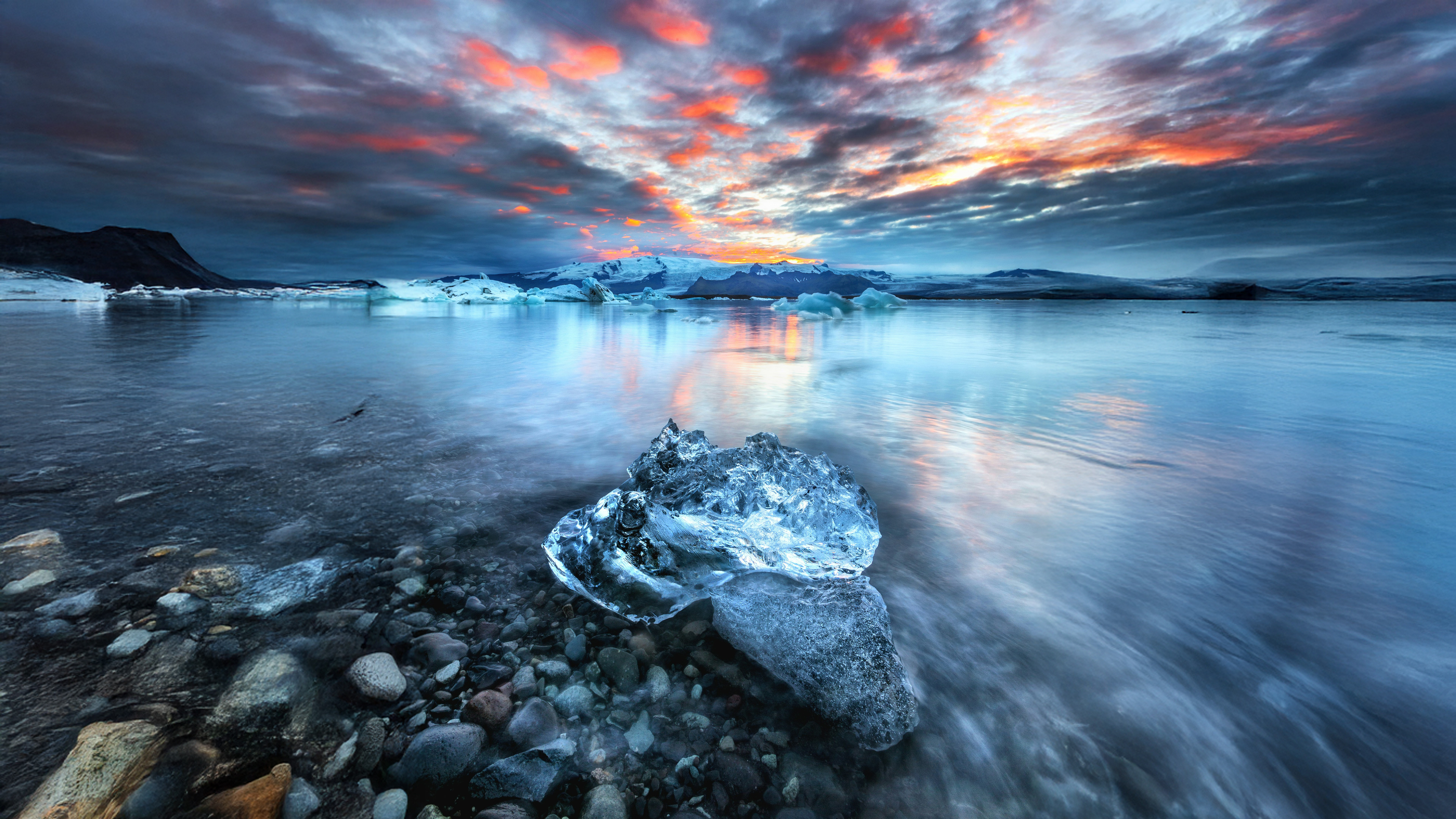 Ice Iceland Lake Sea Shore Wallpaper,HD Nature Wallpapers,4k Wallpapers ,Images,Backgrounds,Photos and Pictures, image size:3840x2160