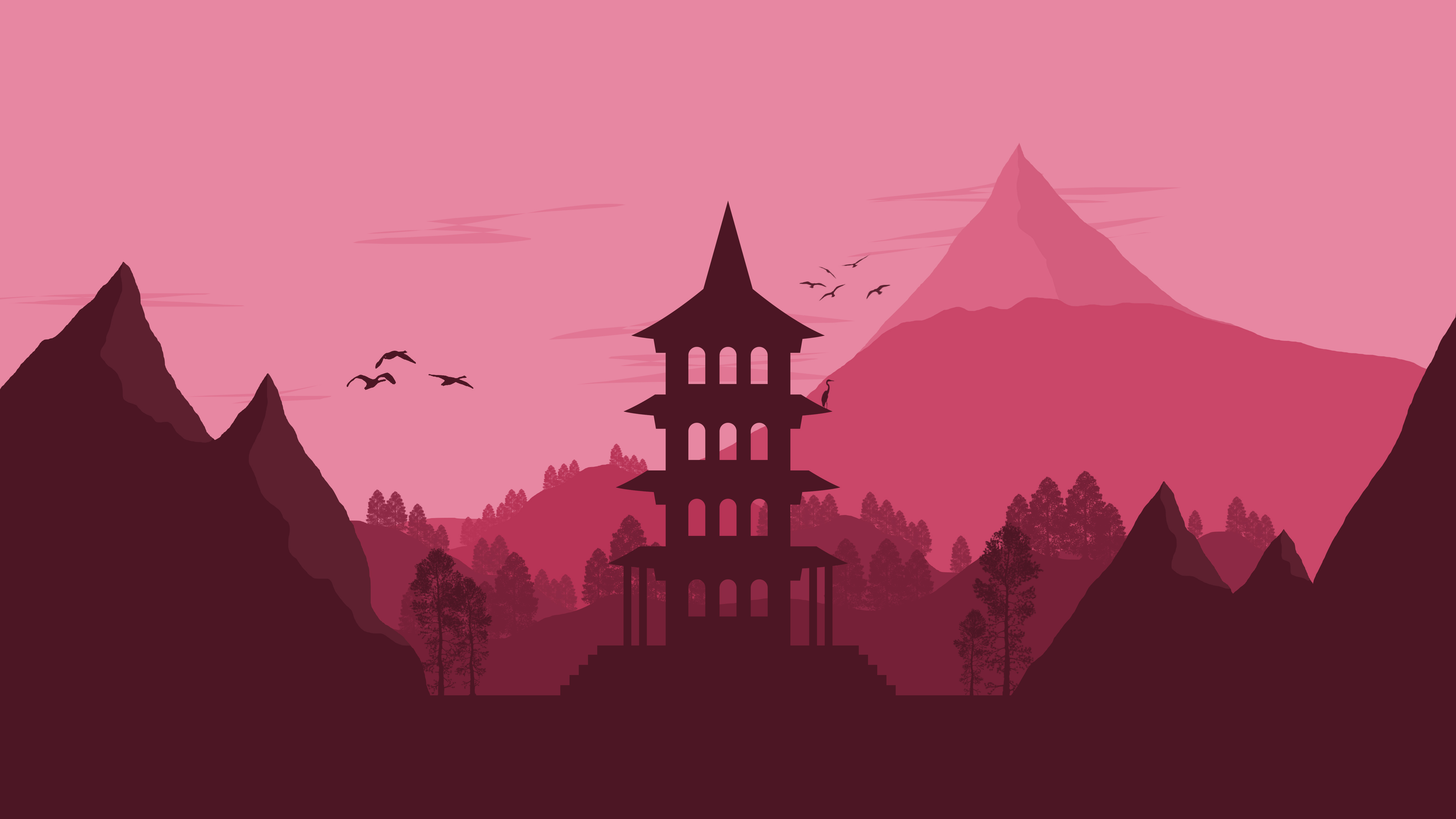 1280x800 Japan Landscape Vector Minimalist 4k 720P ,HD 4k Wallpapers