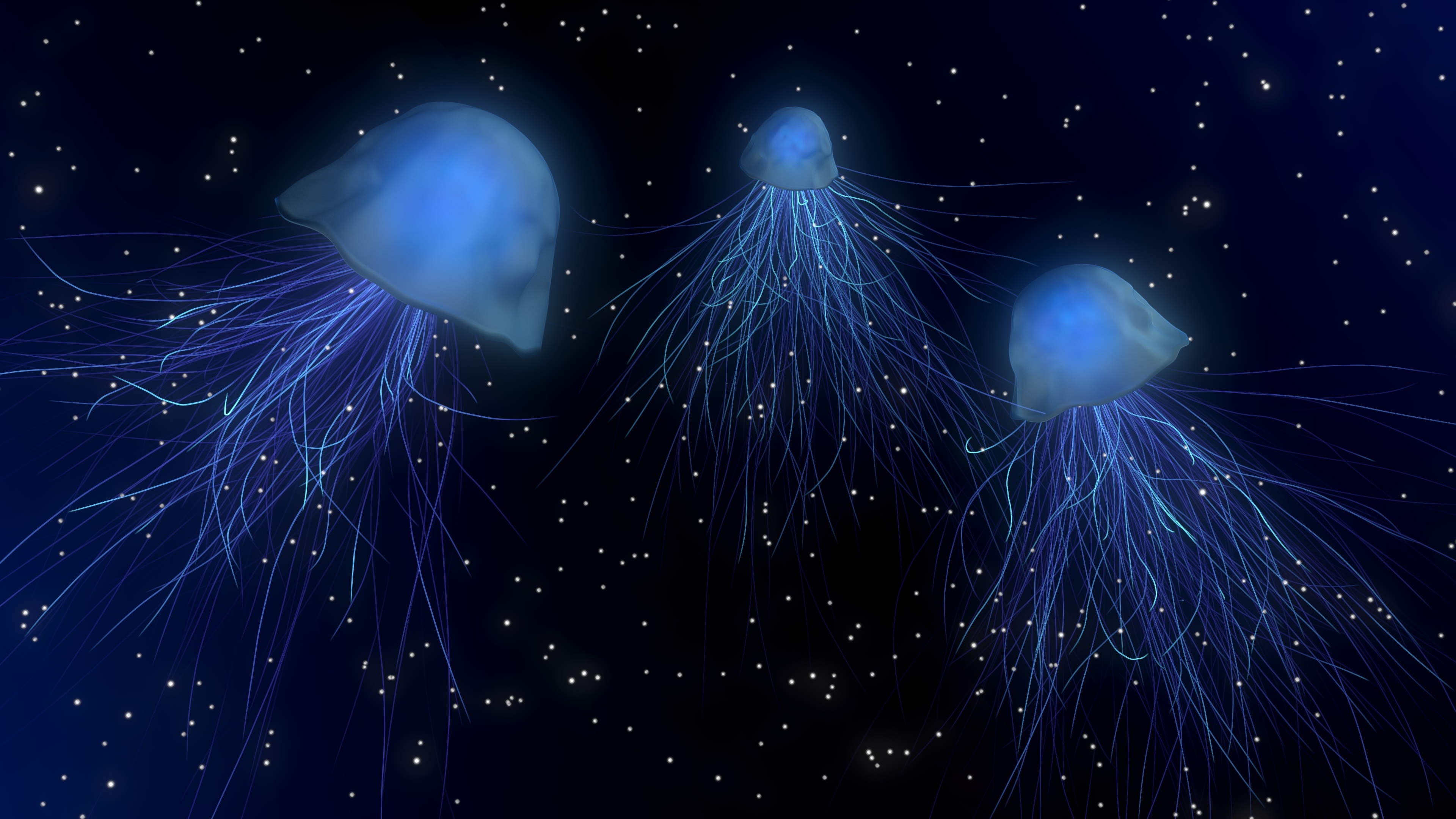 Download wallpaper 1920x1080 jellyfish art underwater world tentacles  algae full hd hdtv fhd 1080p hd background