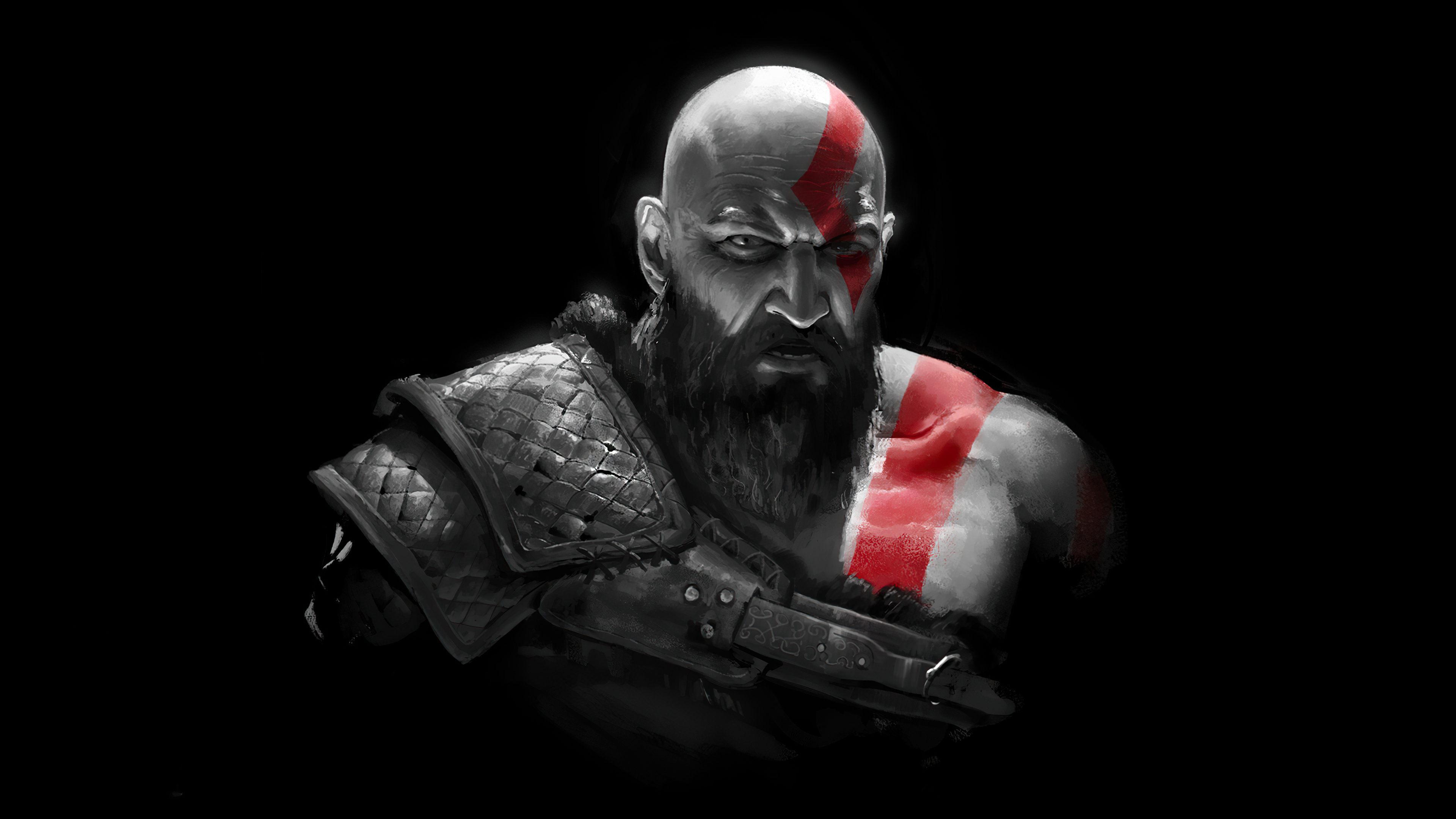 God of War Ragnarök Wallpaper 4K, Kratos, Dark background