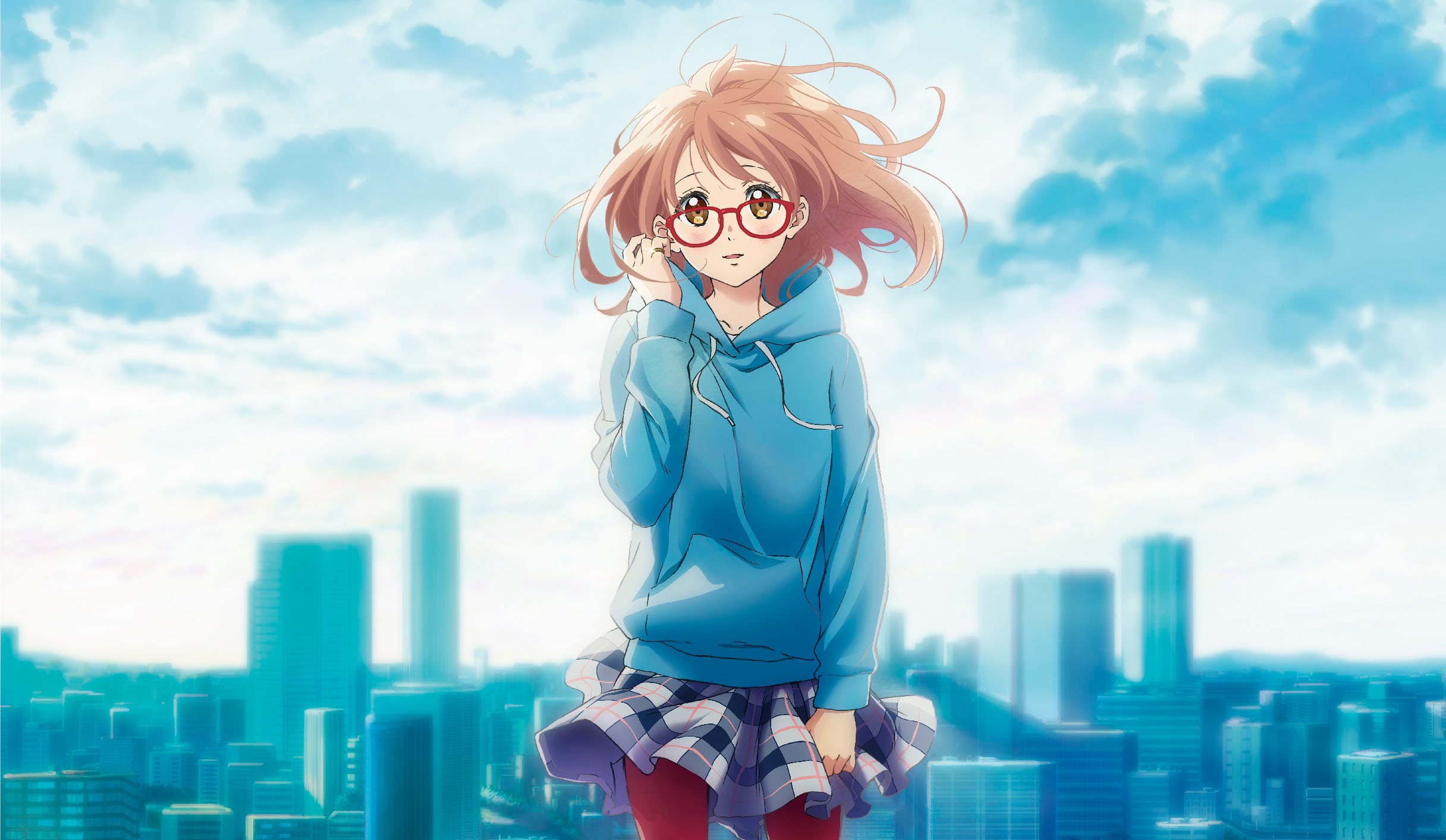 Wallpaper girl, anime, petals, tears, art, tape, kyoukai no kanata, mirai  kuriyama for mobile and desktop, section сёдзё, resolution 1920x1536 -  download