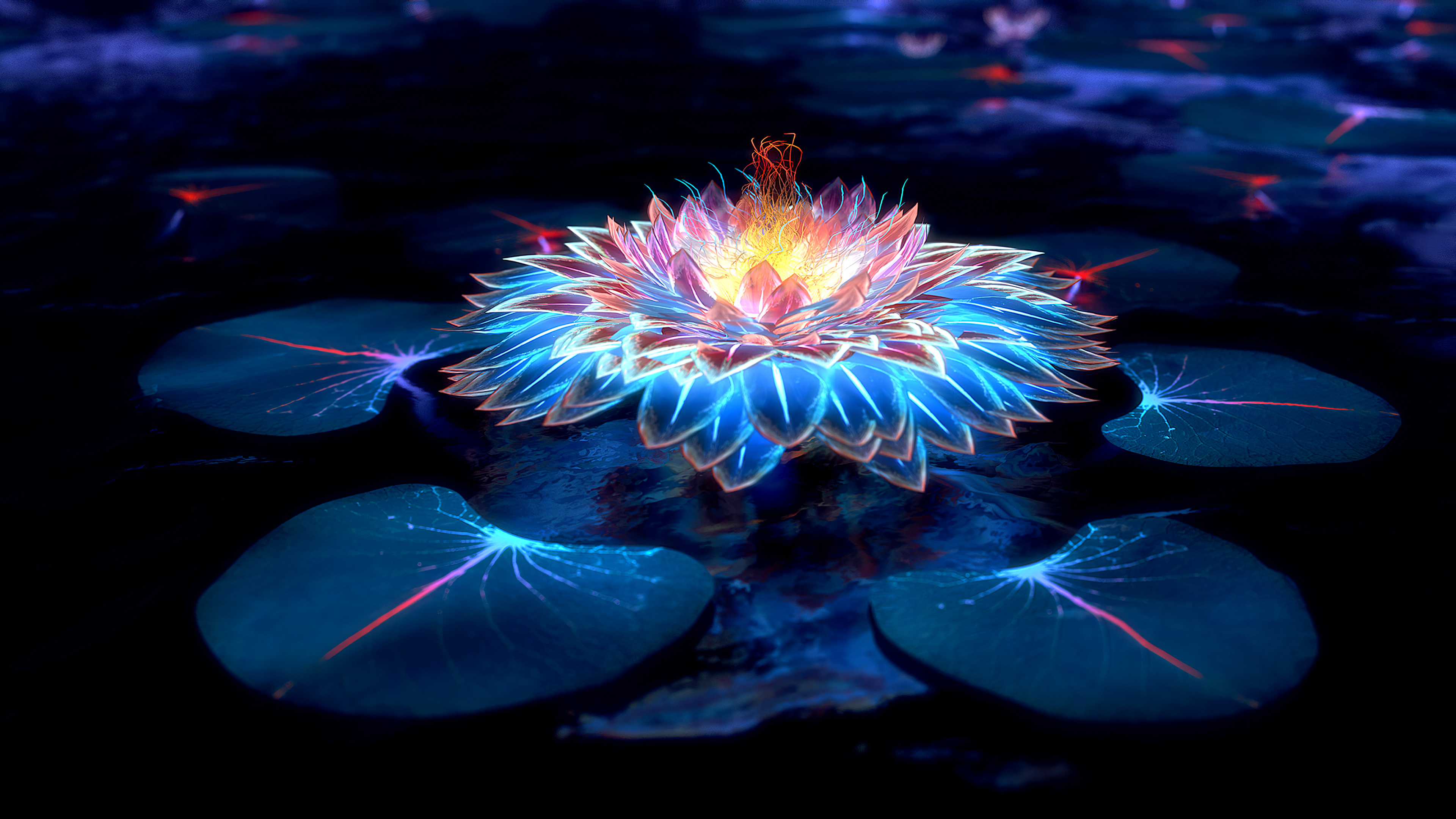 Lotus Flower Digital Art 4k Wallpaper,HD Artist Wallpapers,4k 