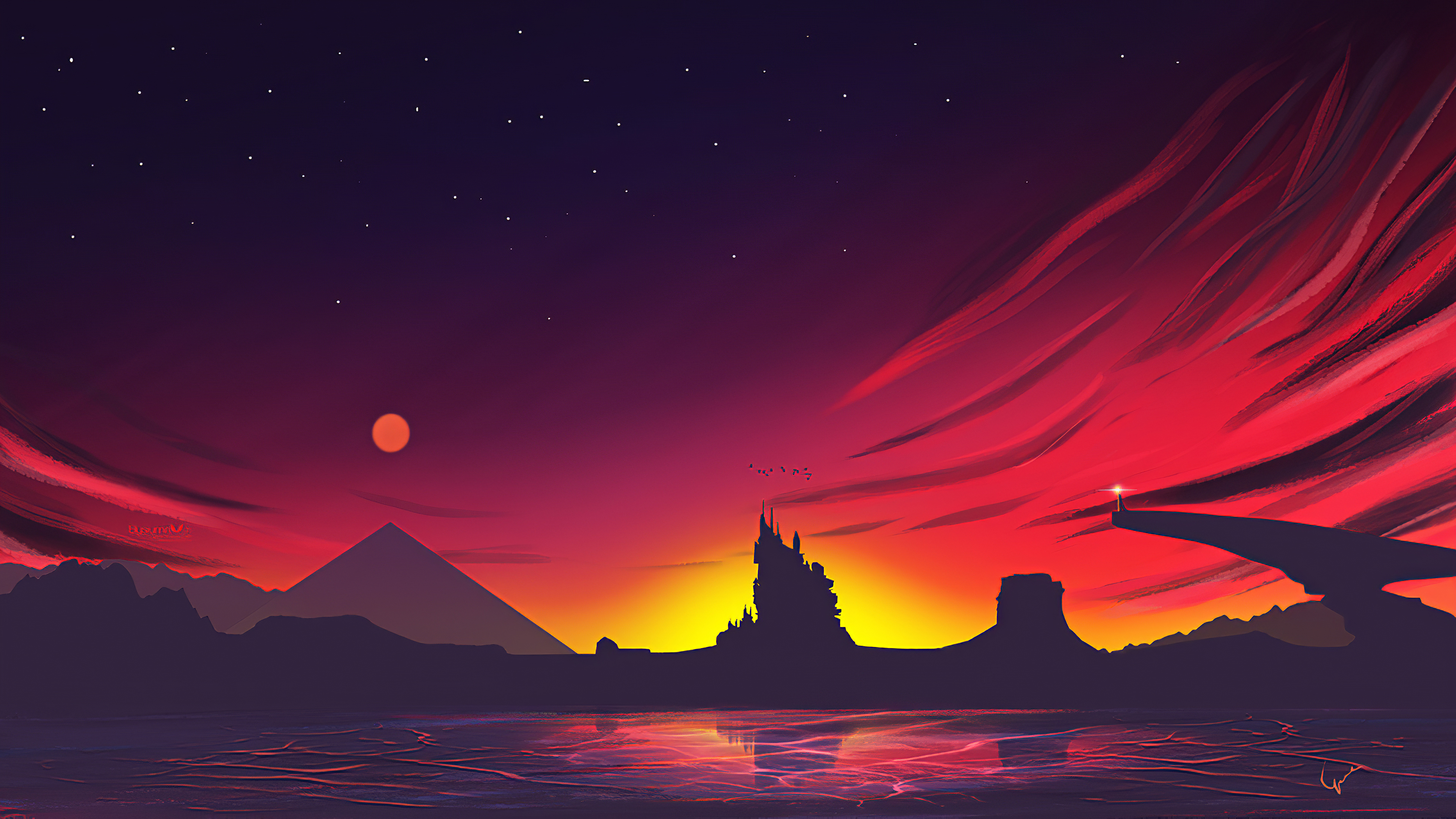 3840x2160 Minimal Sunset Landscape 4k  4k  HD 4k  Wallpapers  