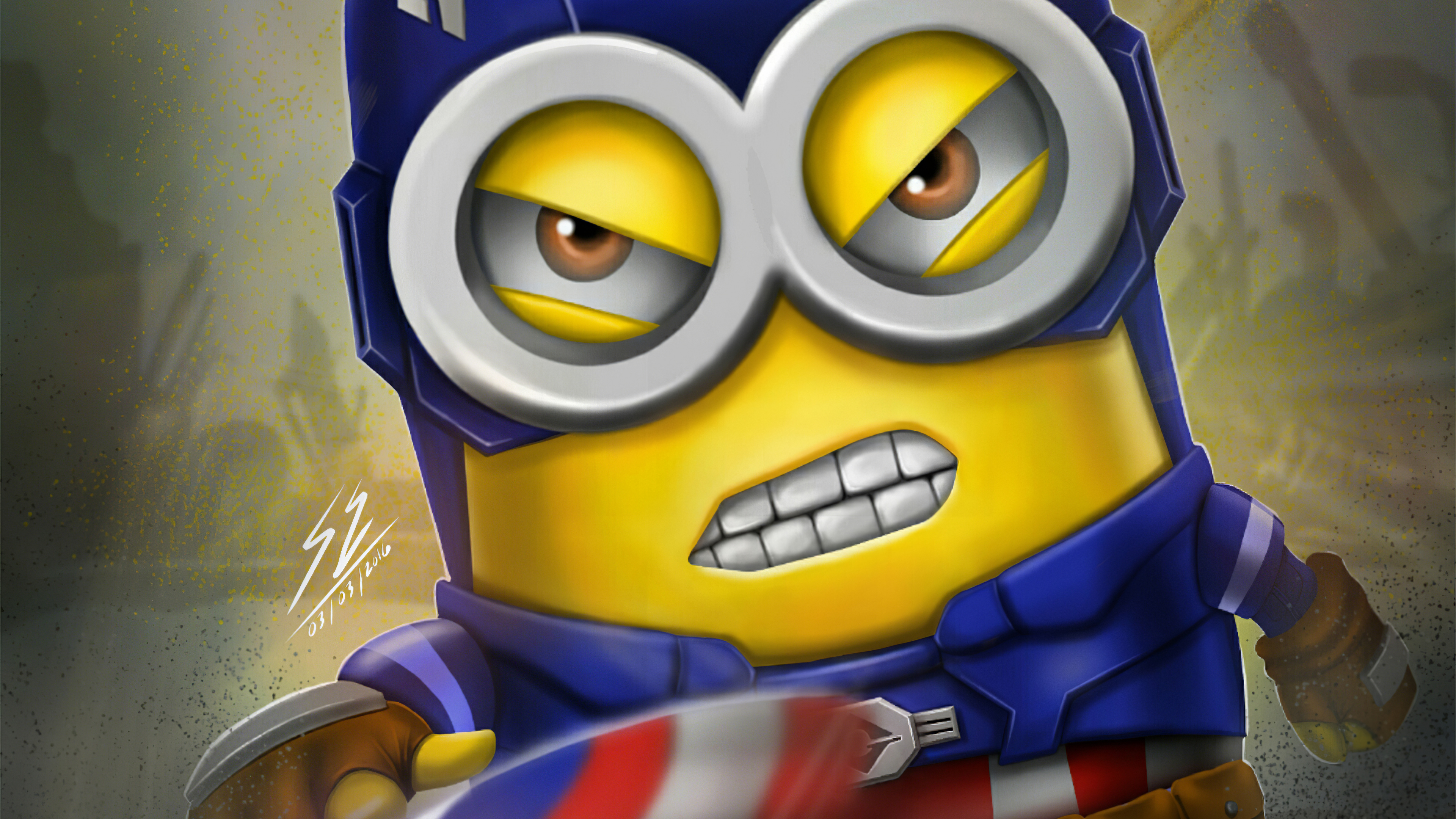 Minion As Captain America 4k, HD Superheroes, 4k Wallpapers, Images