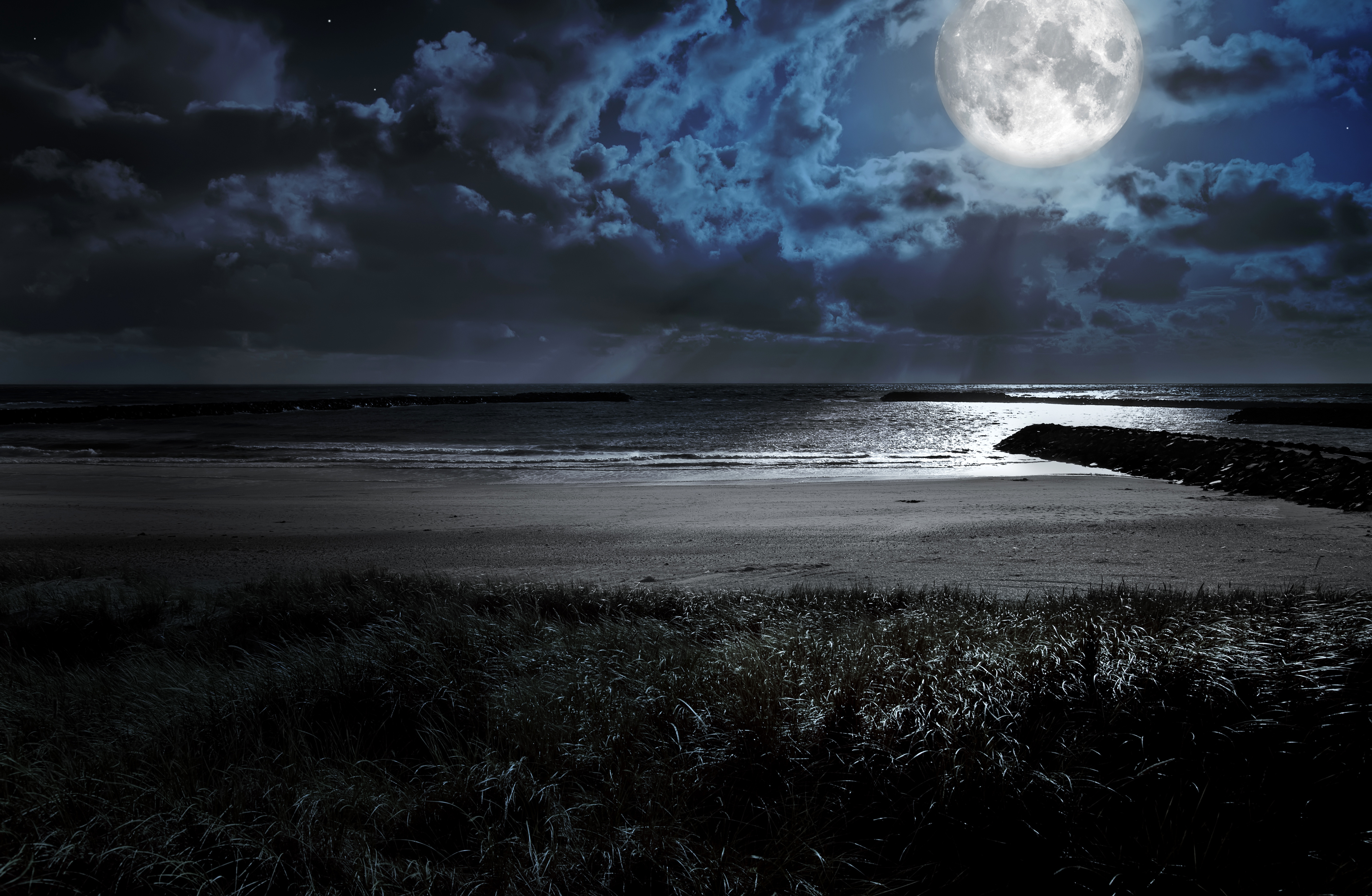 1280X720 Moon Clouds Night Scenery 4K 720P Hd 4K Wallpapers, Images