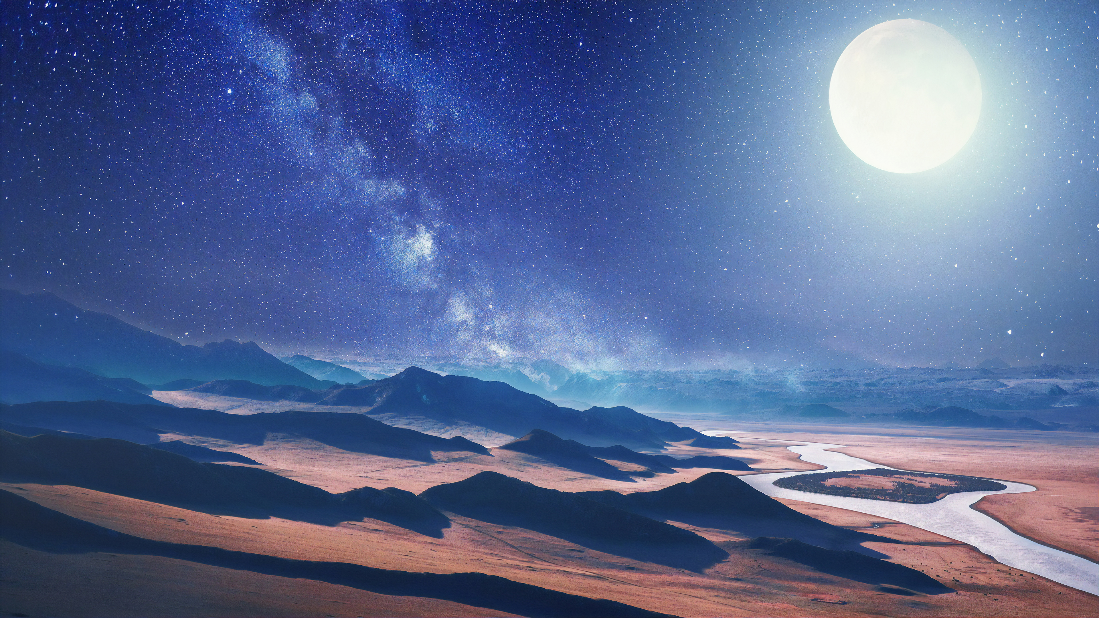 Moon Night Desert 4k, HD Artist, 4k Wallpapers, Images, Backgrounds