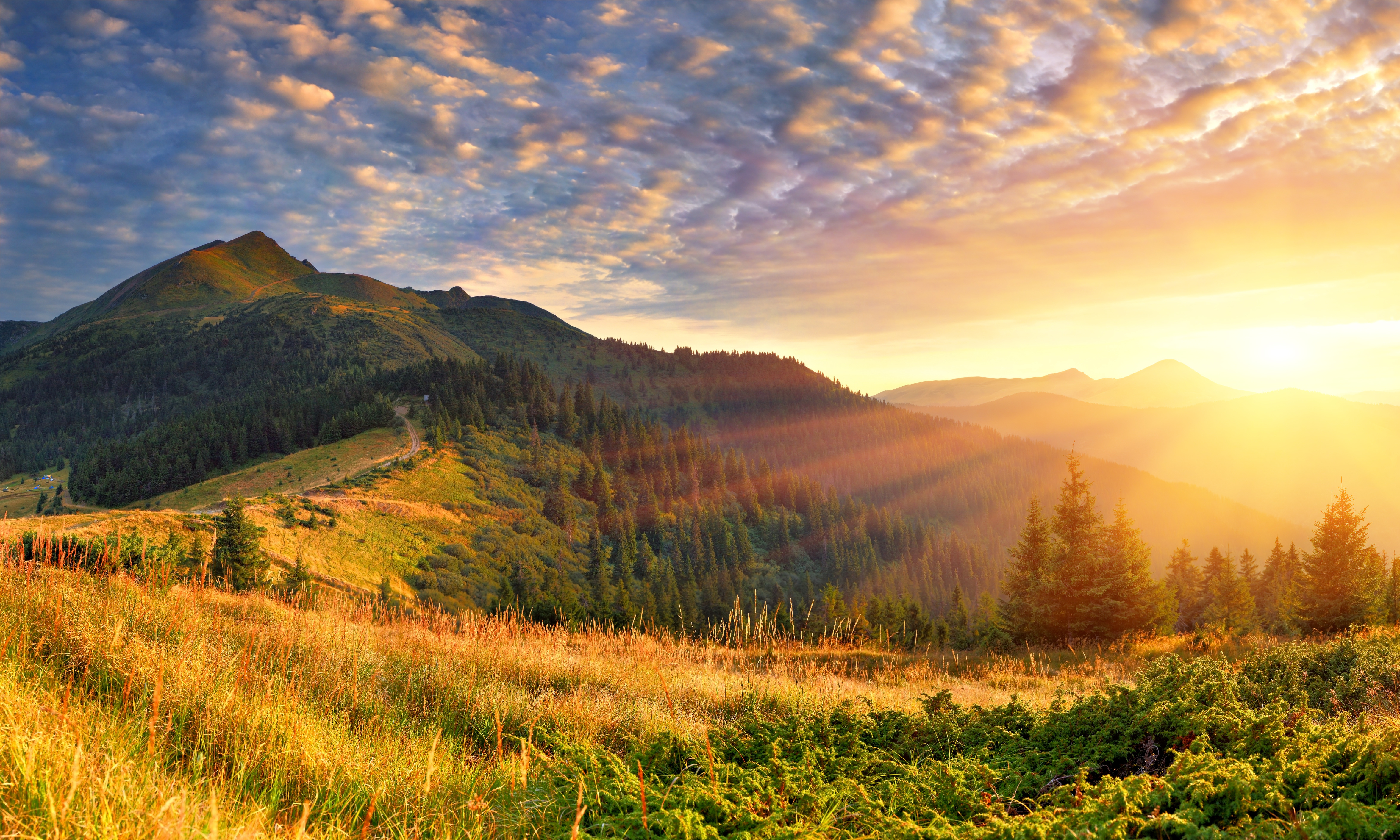 Mountain Scenery Morning Sun Rays 4k Wallpaper,HD Nature Wallpapers,4k