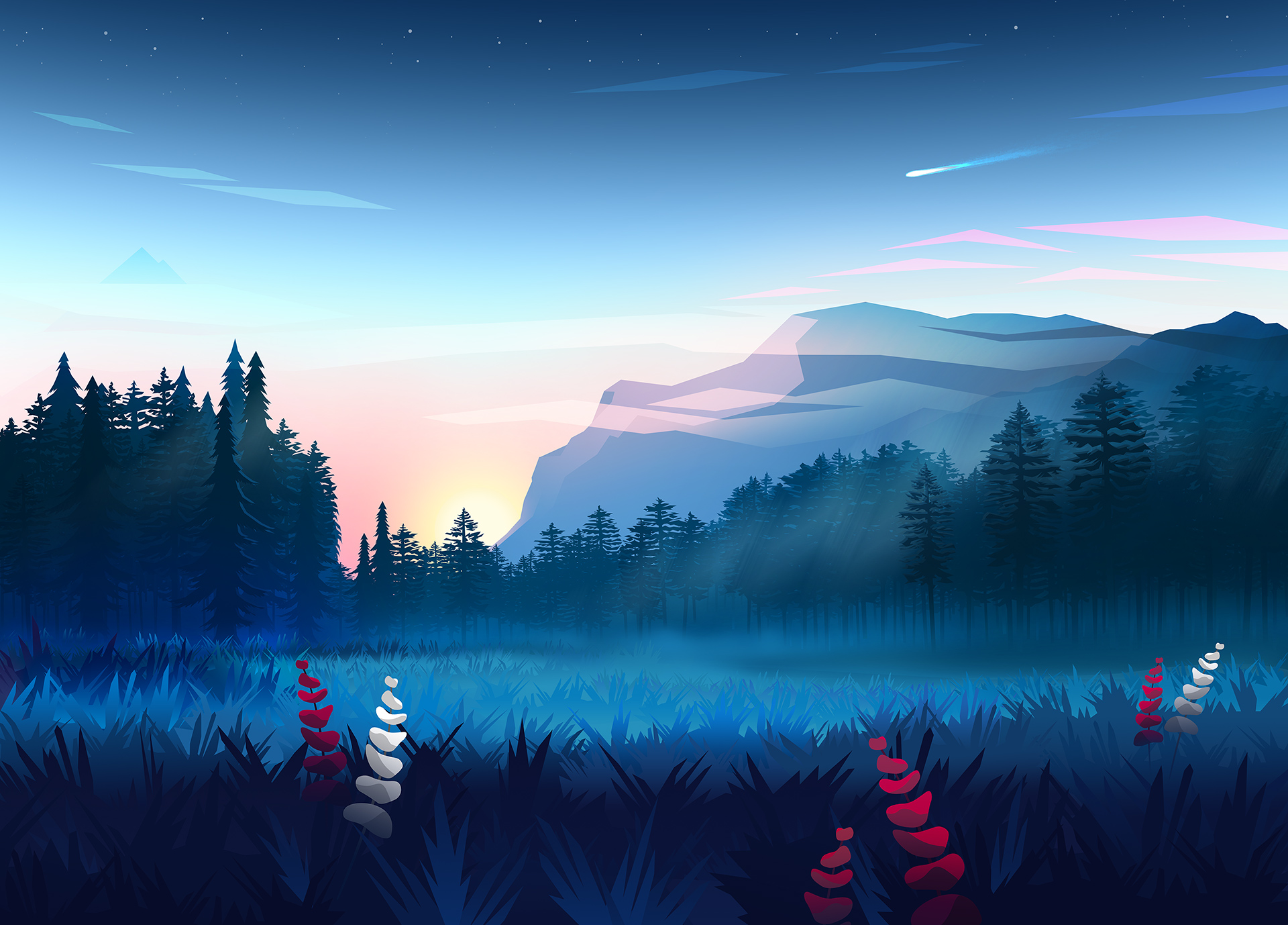 Mountains Digital Art Minimalist, HD Artist, 4k Wallpapers, Images