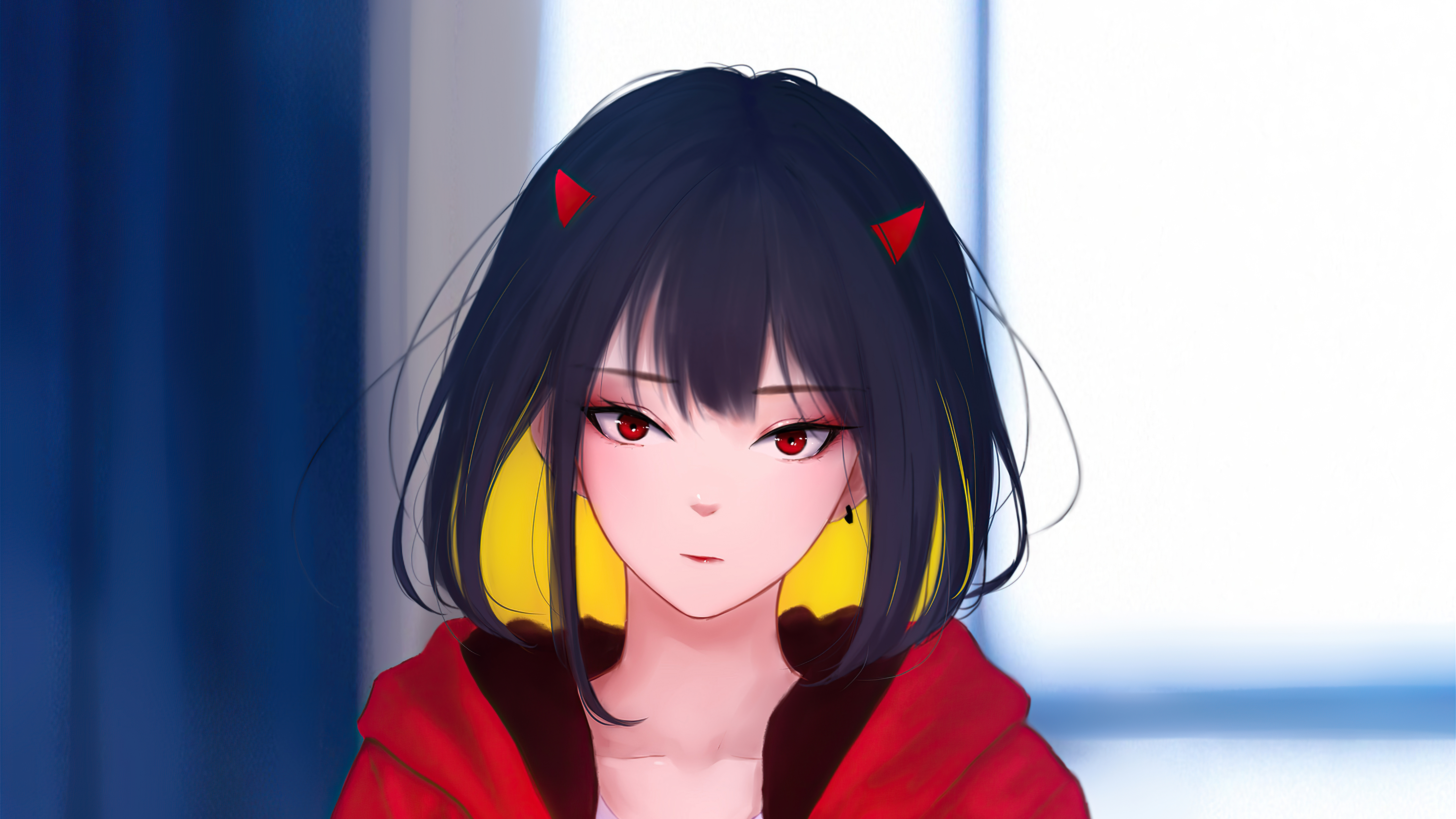 1280x2120 Red Glowing Eyes Anime Girl 5k iPhone 6+ HD 4k