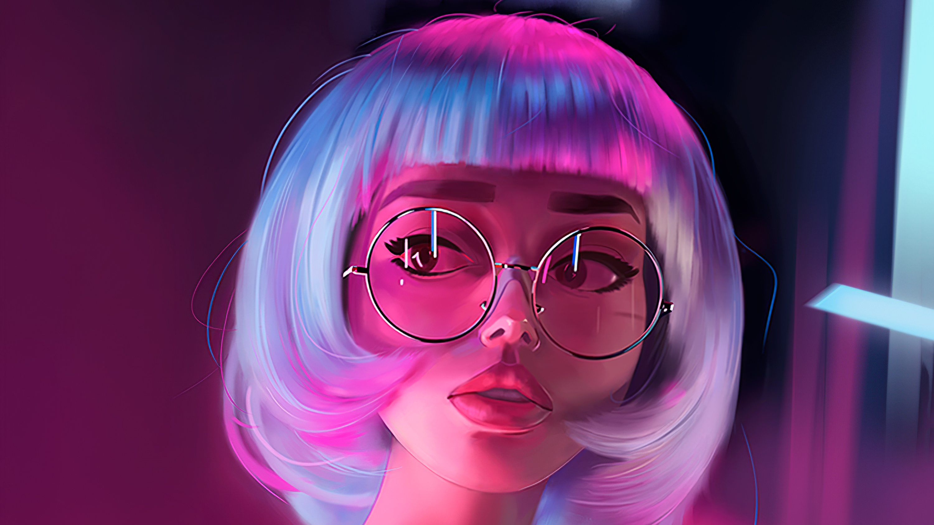 320x480 Neon Girl Glasses Apple Iphone,iPod Touch,Galaxy Ace HD 4k  Wallpapers, Images, Backgrounds, Photos and Pictures