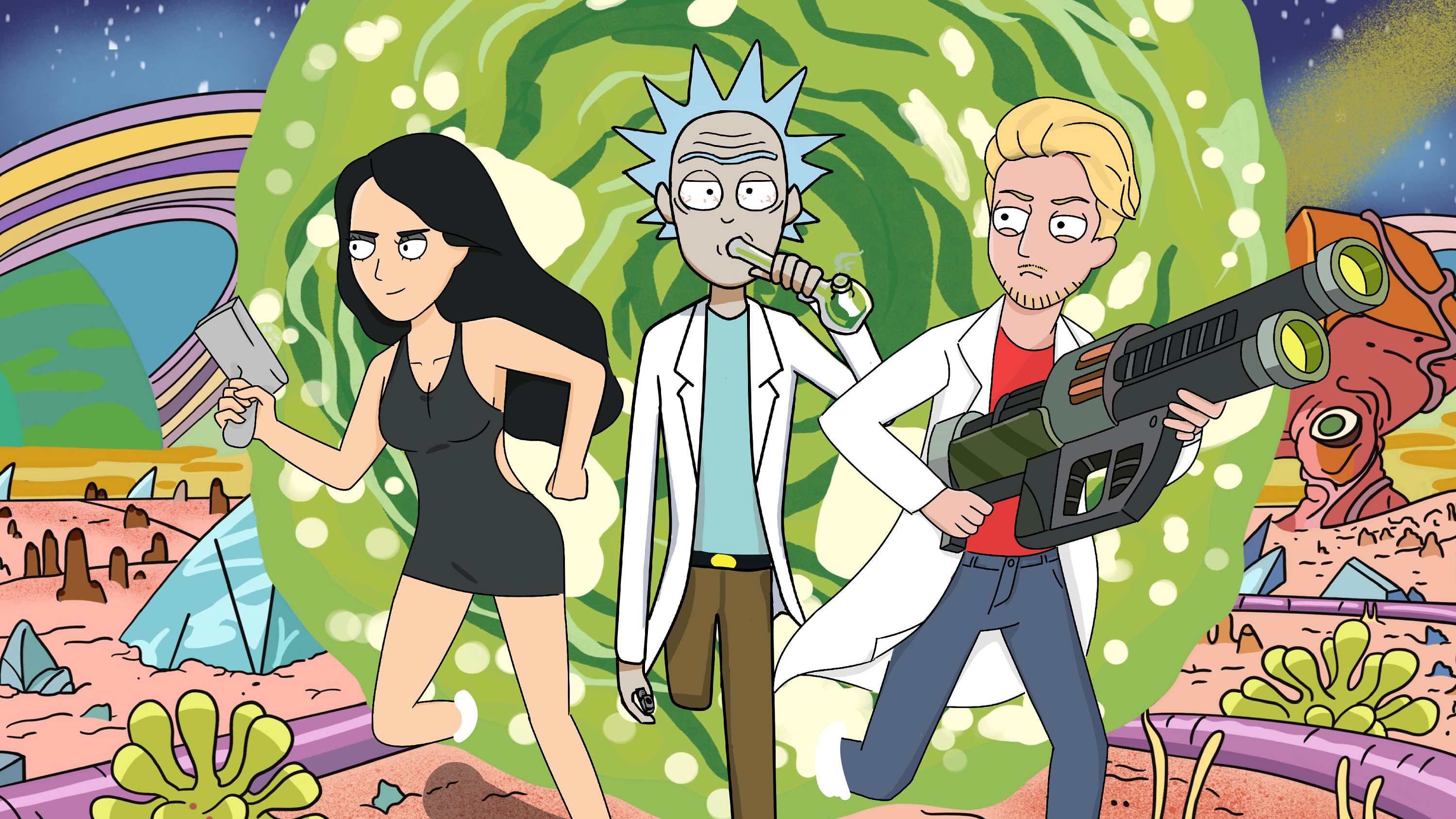 Tapete Rick E Morty Portal Cartoon Network Netflix Desenho - Sude