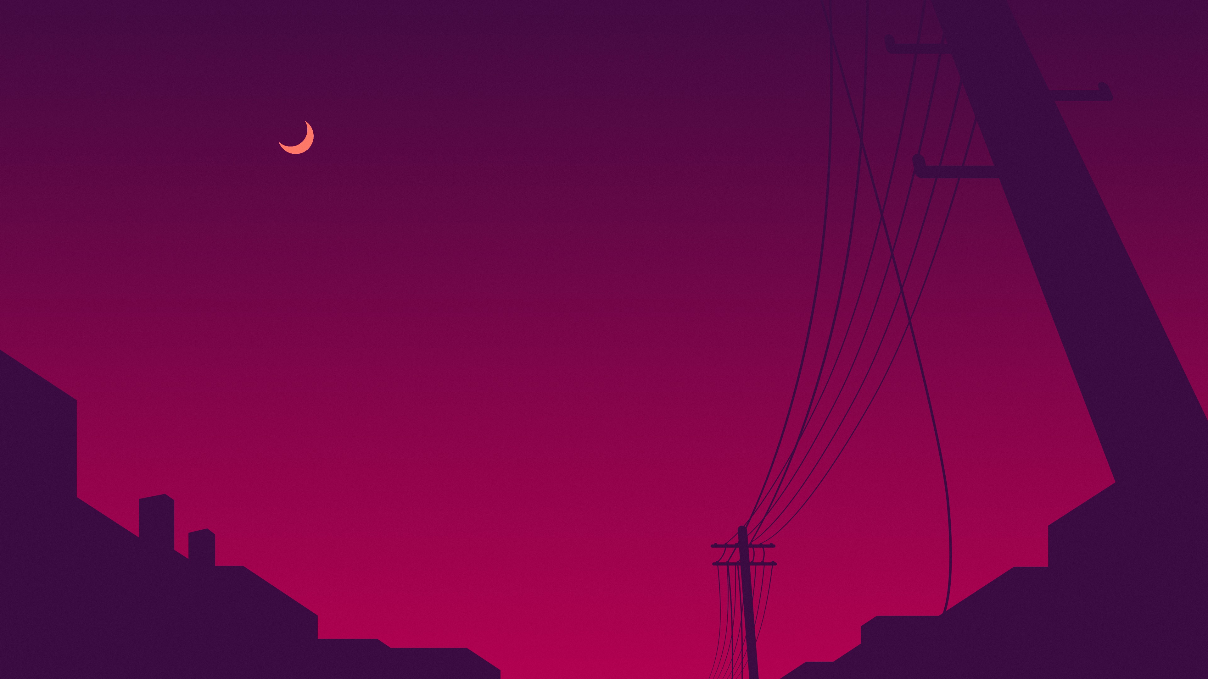 Power Lines Moon Sky Minimalism 4k Wallpaper,HD Artist Wallpapers,4k  Wallpapers,Images,Backgrounds,Photos and Pictures