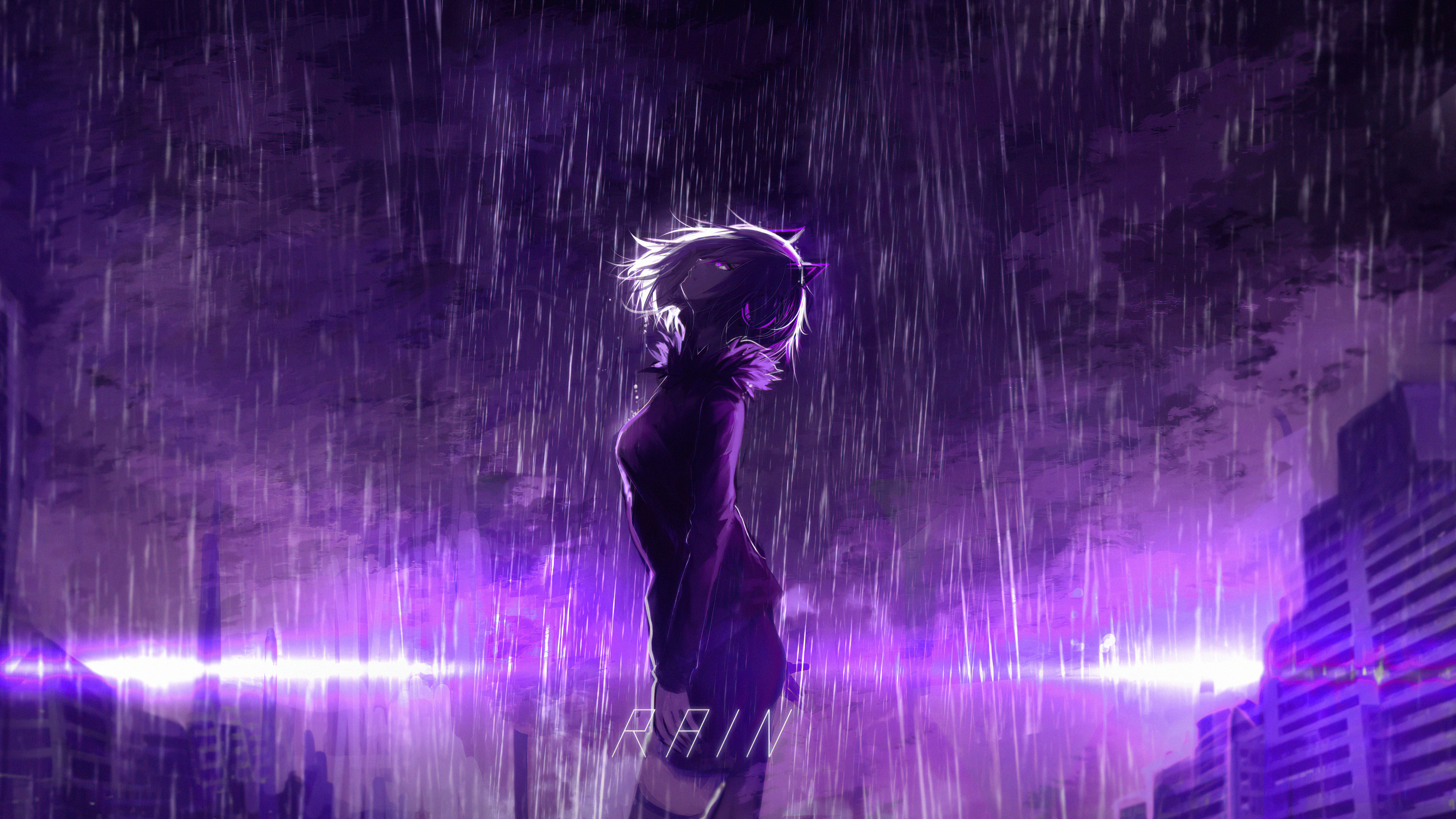 Với hình nền Anime tím mưa, bạn sẽ được trải nghiệm sự đẹp mộng mơ của màu tím kết hợp với nét đậm nét nhạt của những giọt mưa. Cảm nhận được sự lãng mạn và ấm áp của thế giới Anime màu tím mưa này.