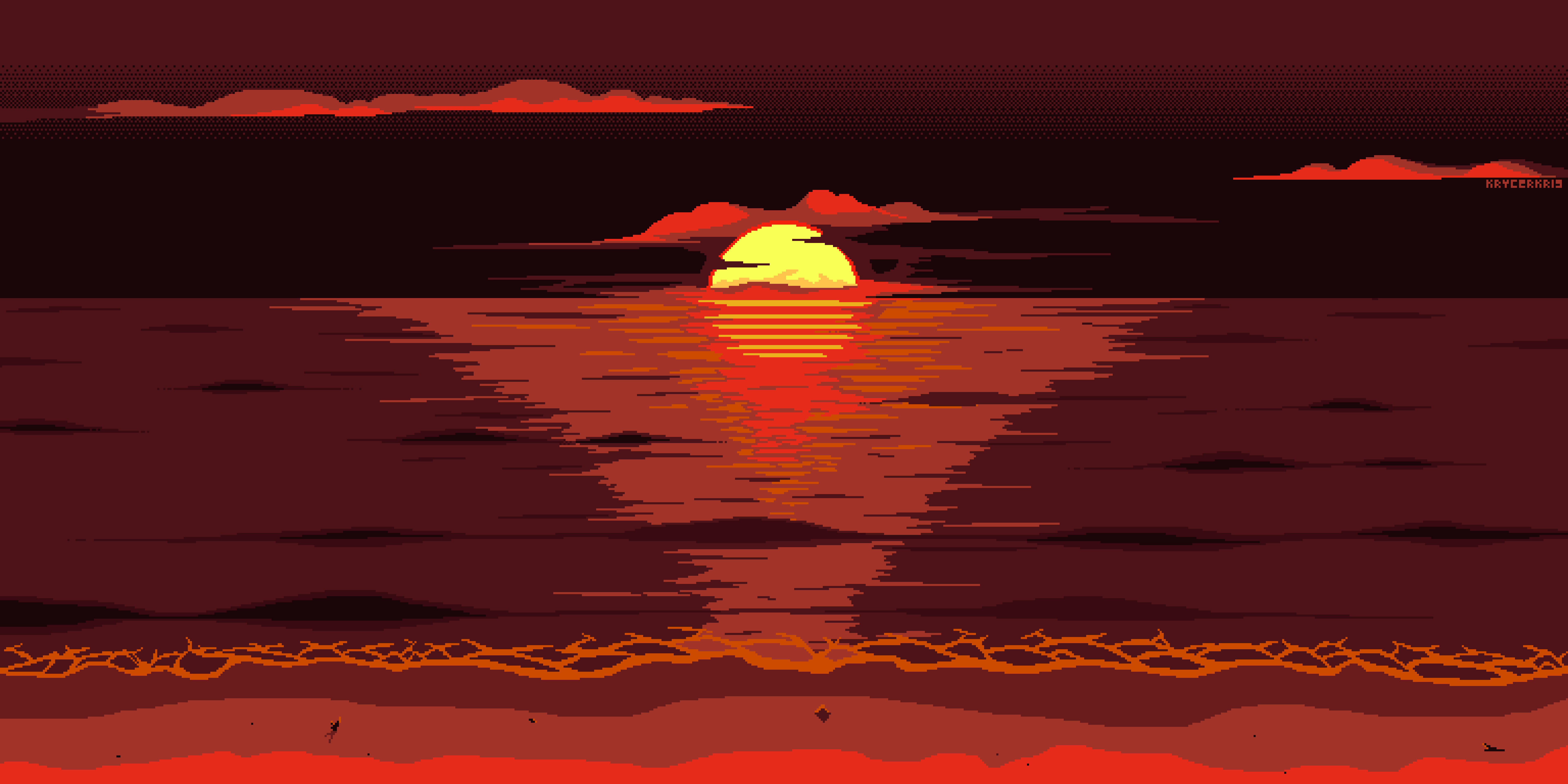 Red Dark Pixel Art Sunset 8k Wallpaper,HD Artist Wallpapers,4k ...