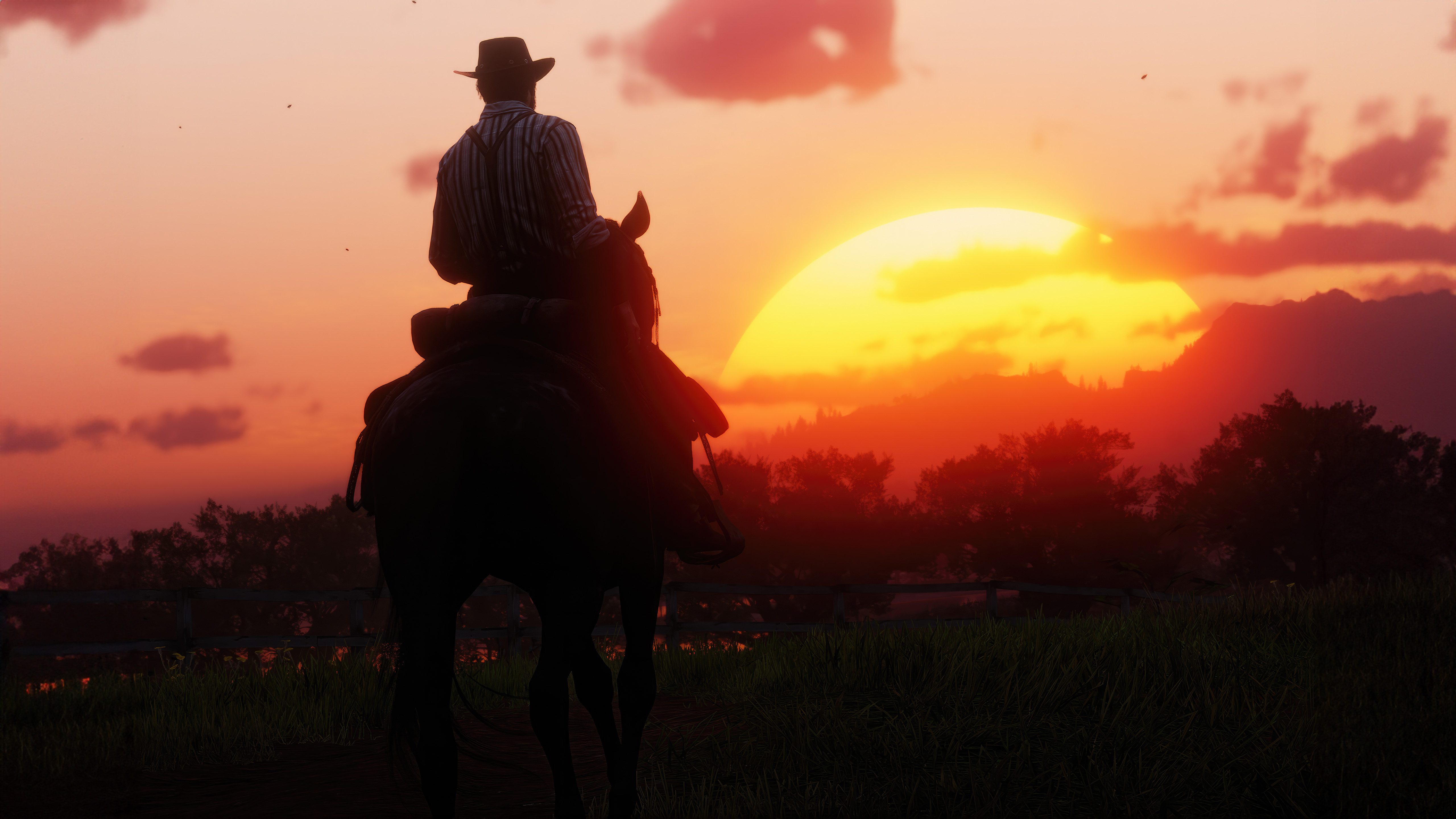 Wallpaper red dead redemption 2, 2023, cowboys, silhouette desktop