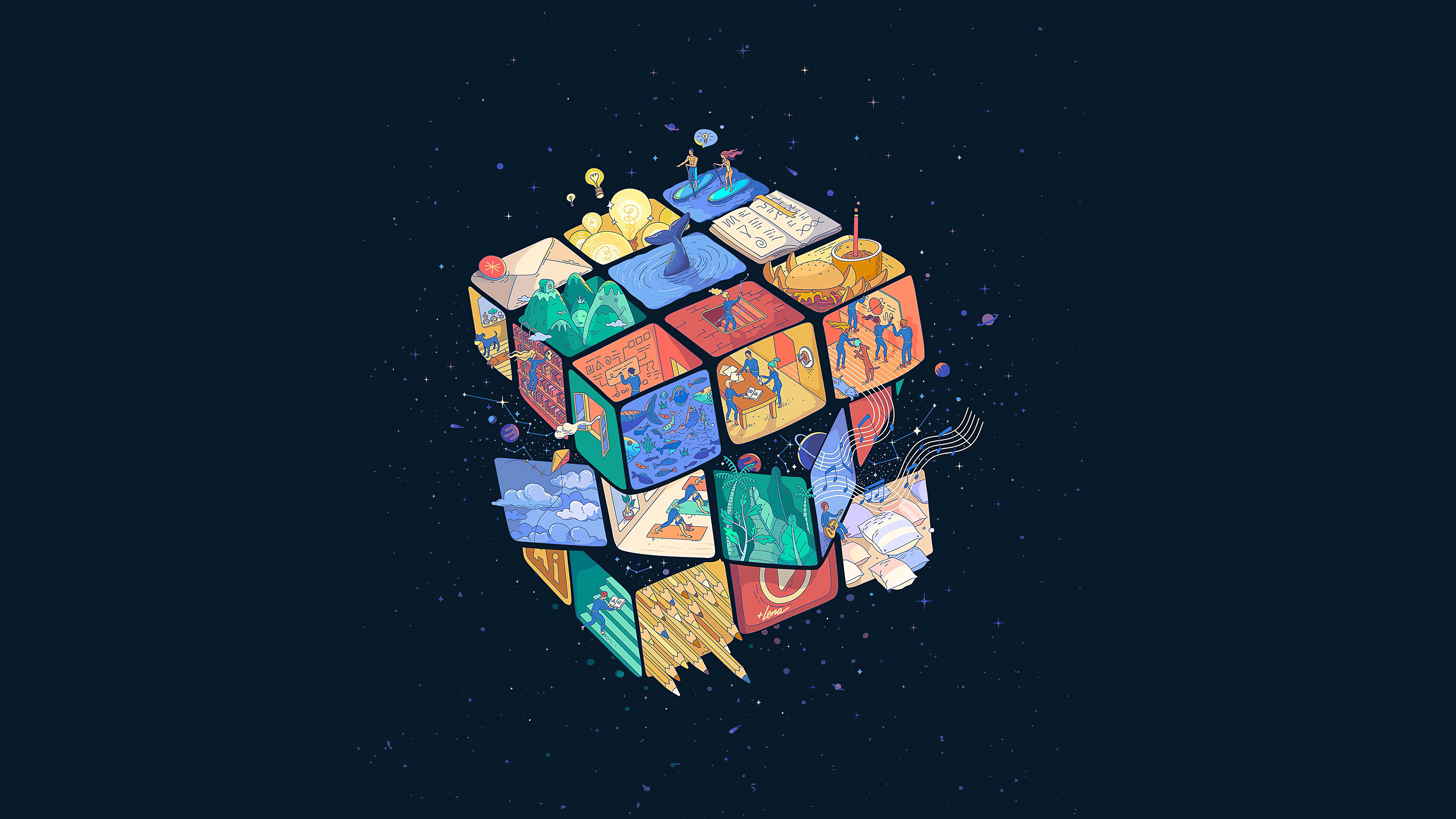 Colorful Wallpaper With A Rubiks Cube Basketball Long Socks