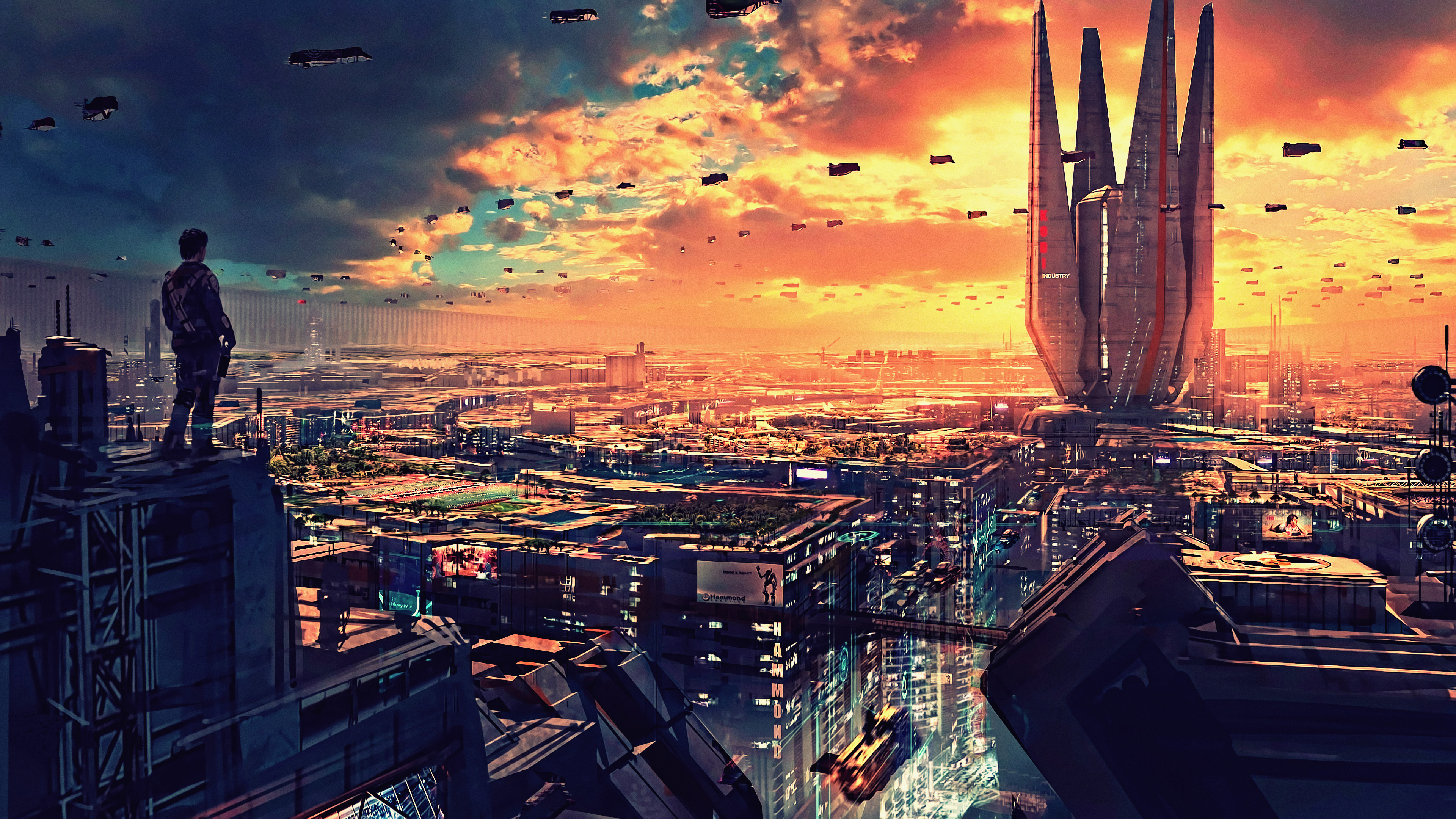 Science Fiction Cityscape Futuristic City Digital Art 4k Wallpaper,HD