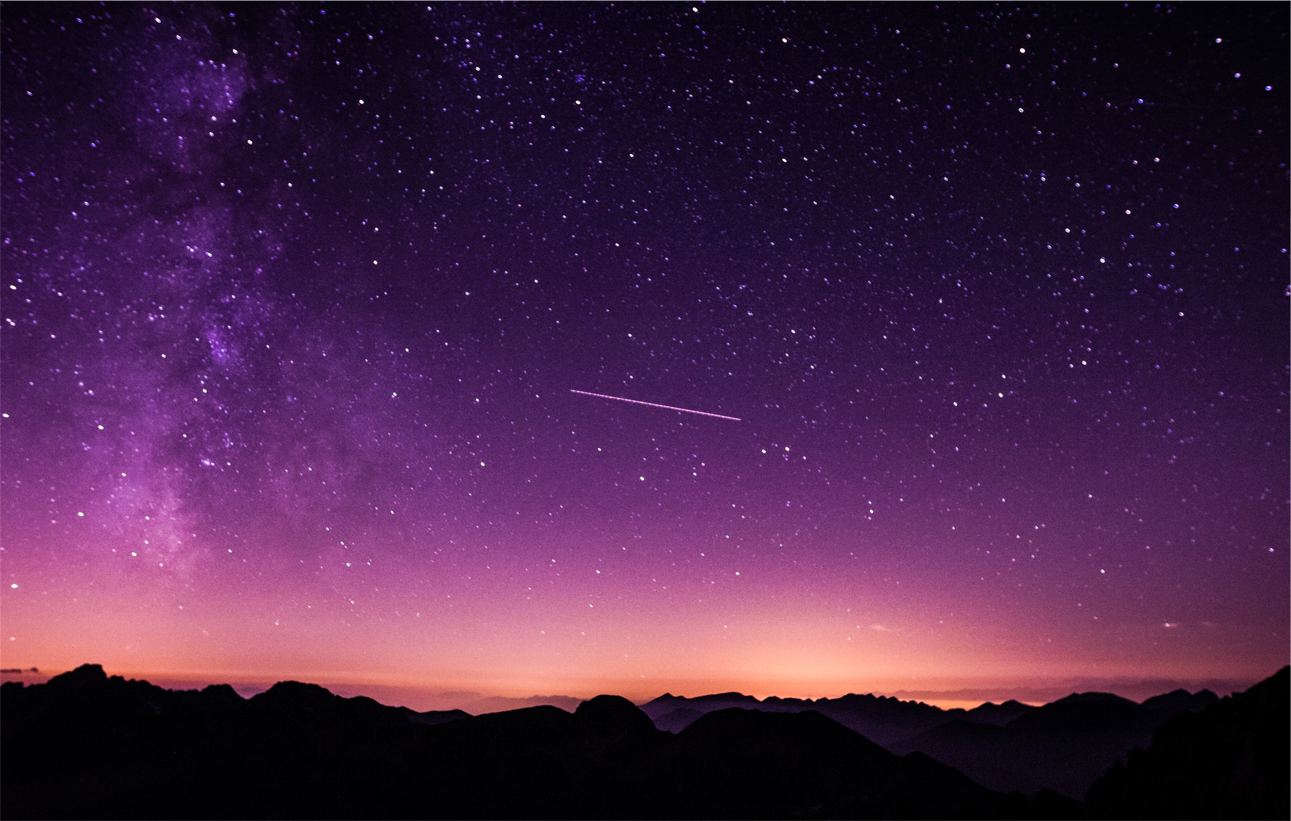 Shooting Stars In Purple Sky, HD Nature