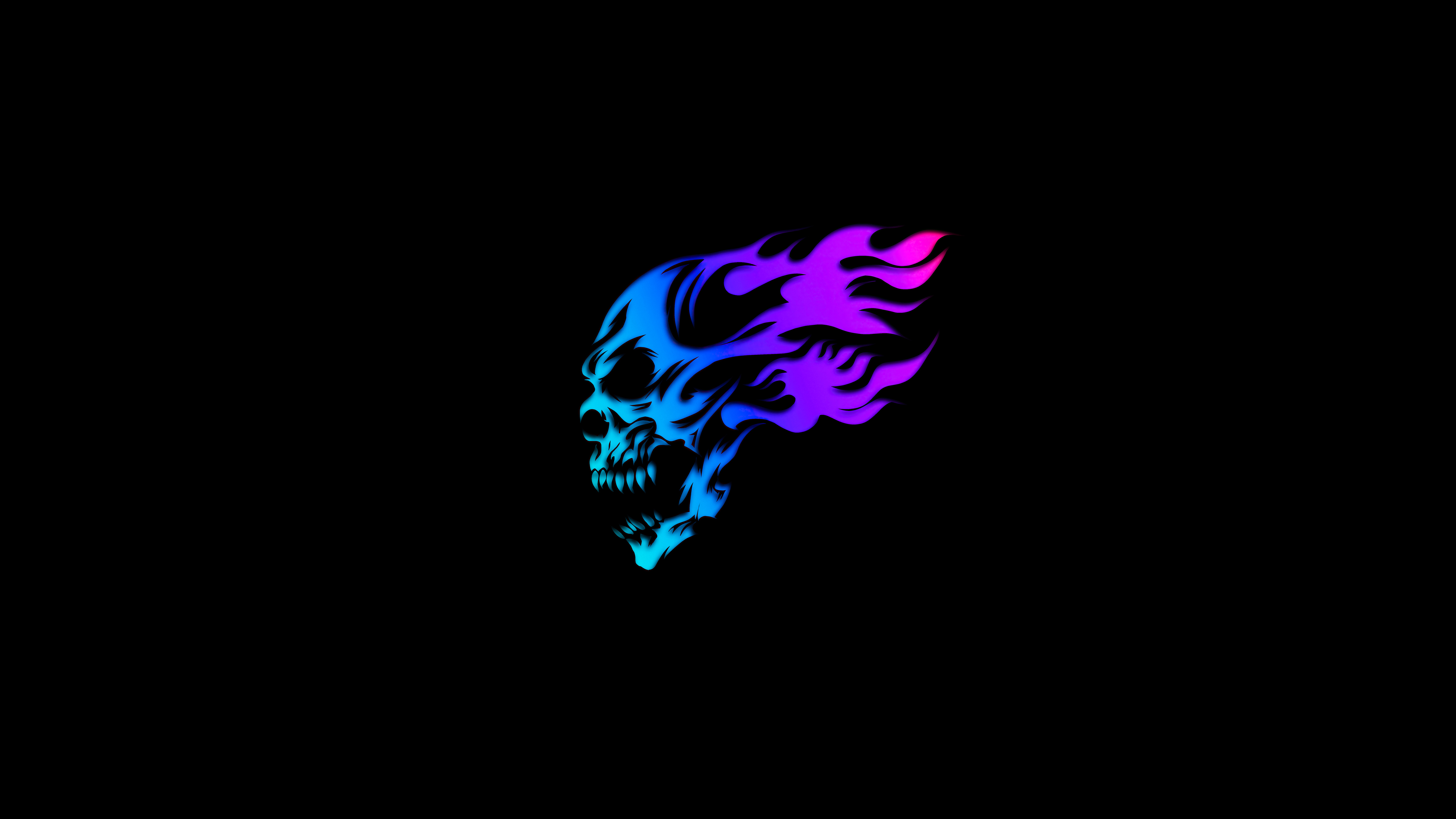 HD wallpaper human skull illustration artwork neon digital art cyan  black background  Wallpaper Flare