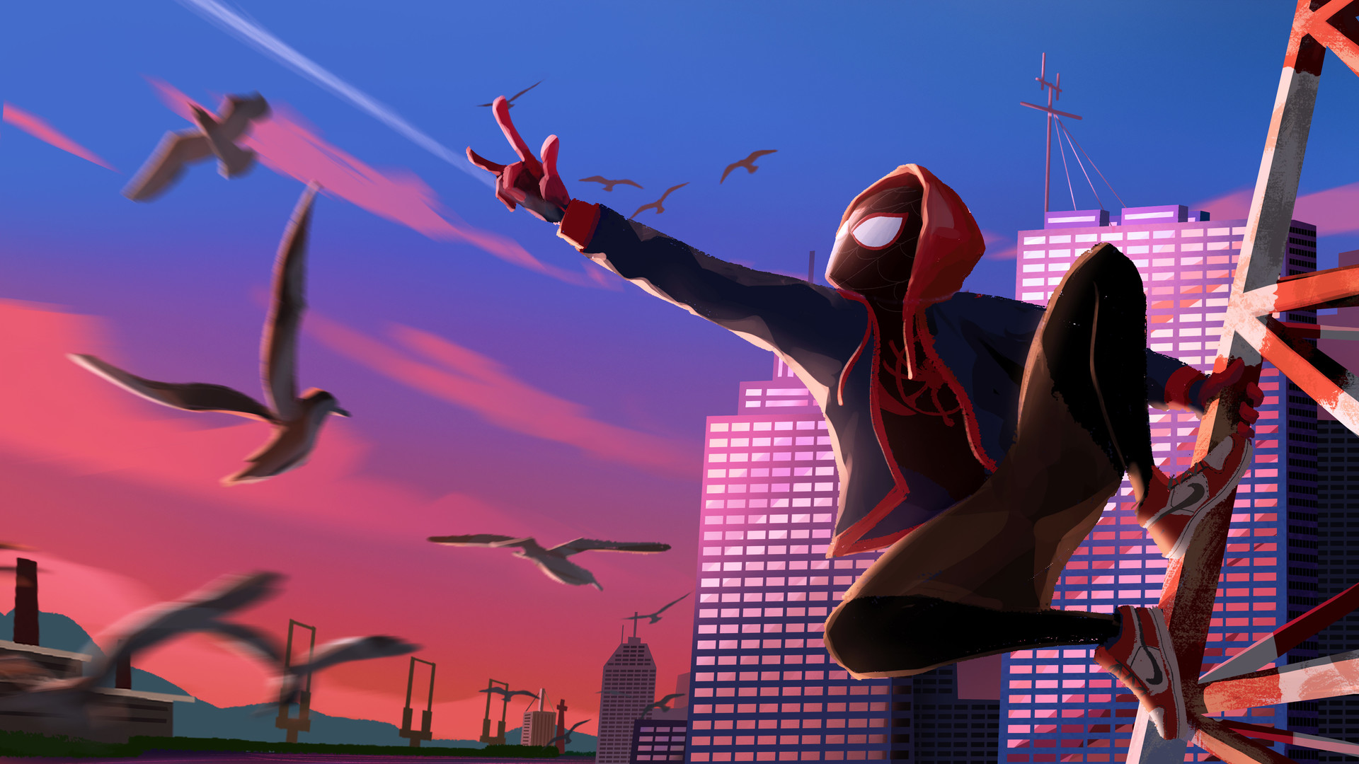 1600x900 Spiderman Miles Morales Nike Air Jordan Wallpaper