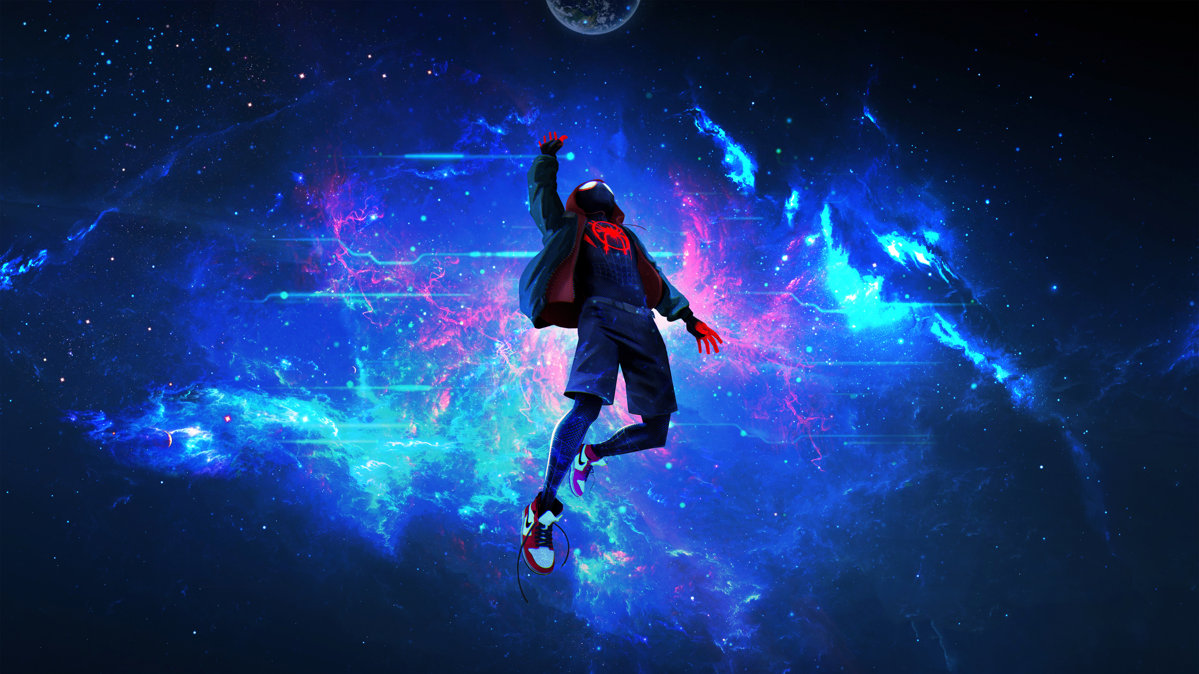 Spiderman Miles Lost In Space 12k, HD Superheroes, 12k Wallpapers