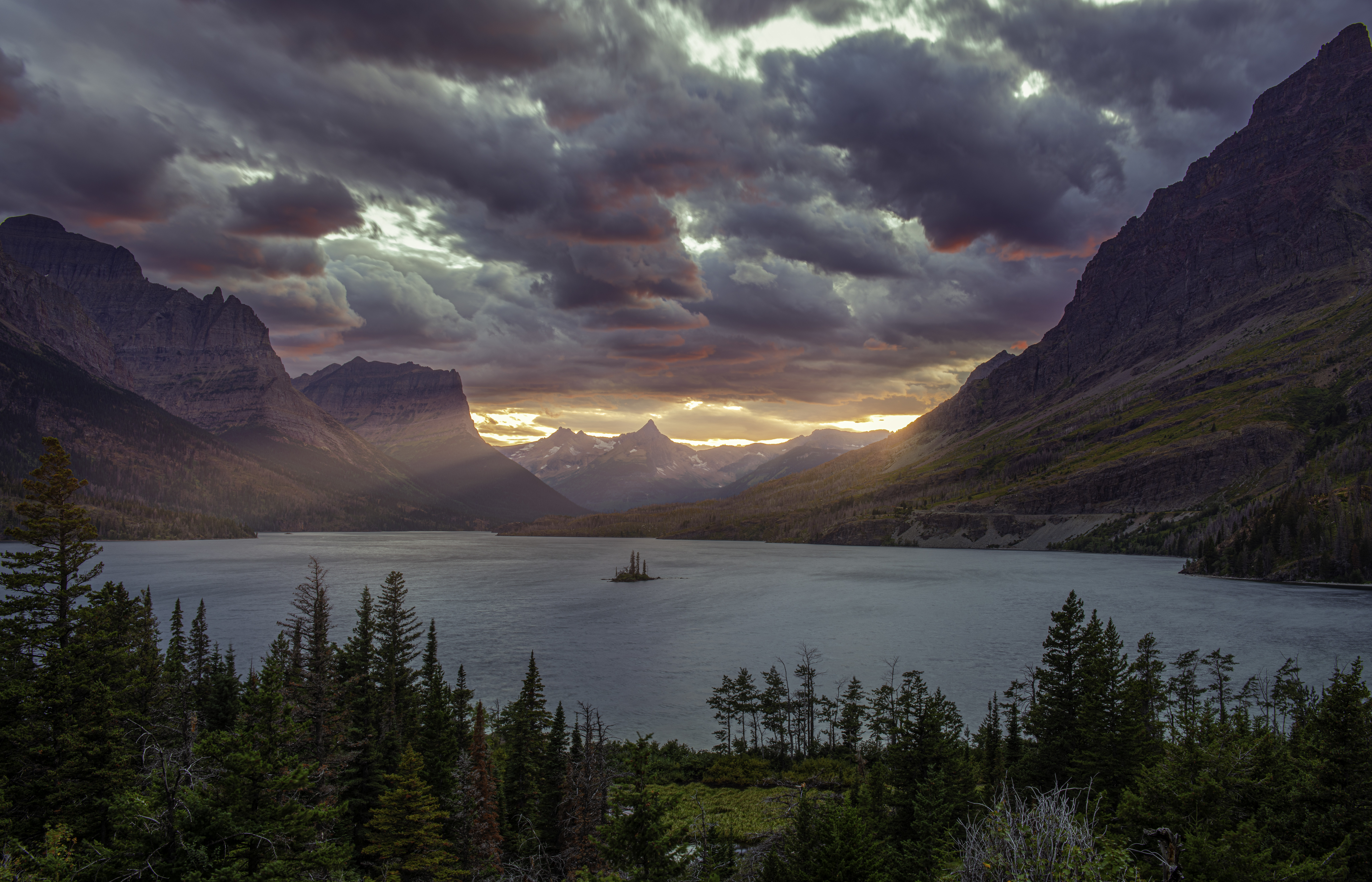 Sunset At St Mary Lake Glacier National Park 12k, HD Nature, 12k