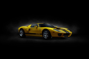 2005 Yellow Ford Gt (1336x768) Resolution Wallpaper