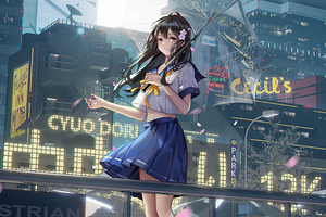 2020 Anime Girl With Umbrella 4k (2560x1024) Resolution Wallpaper